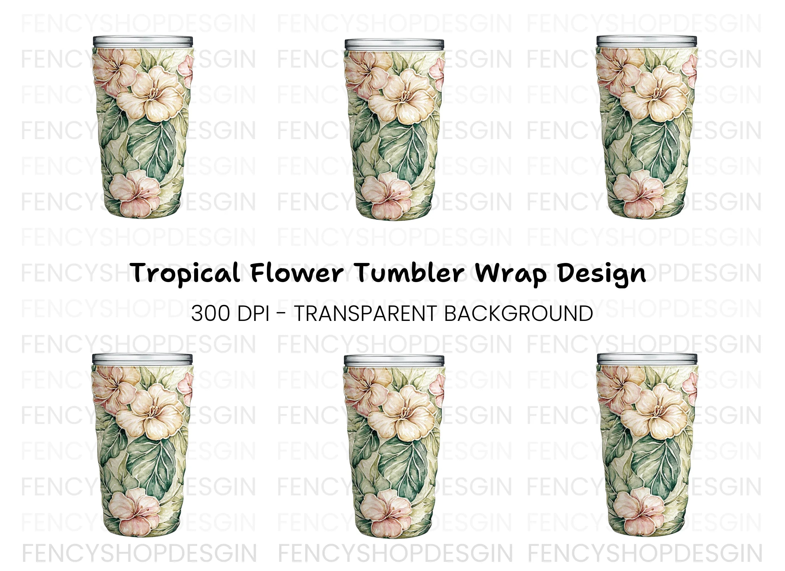 Tropical Hibiscus Tumbler Clipart Bundle