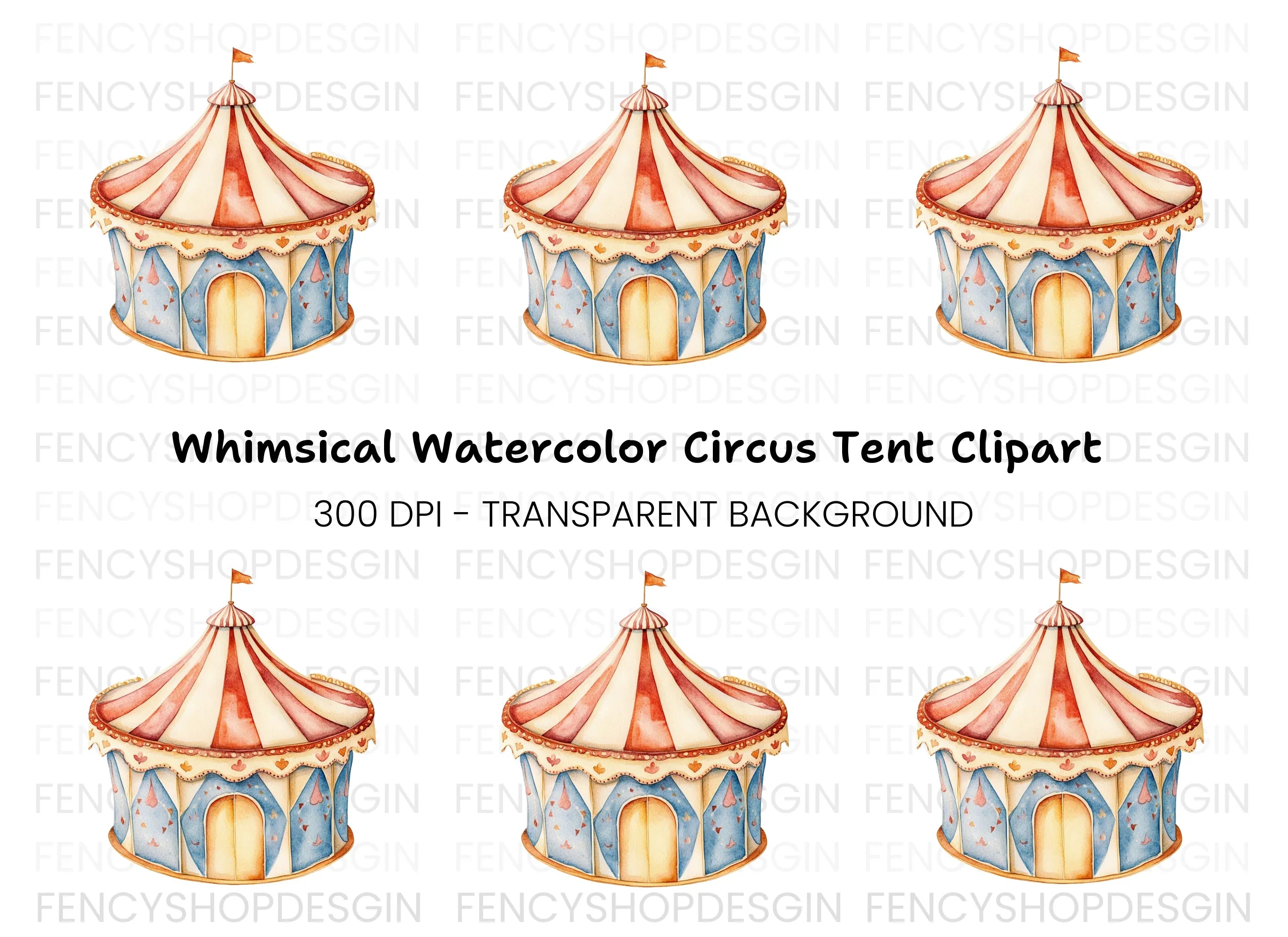 Whimsical Circus Tent Clipart Bundle
