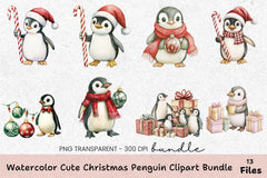 Cute Christmas Penguin Clipart Bundle - CraftNest - Digital Crafting and Art