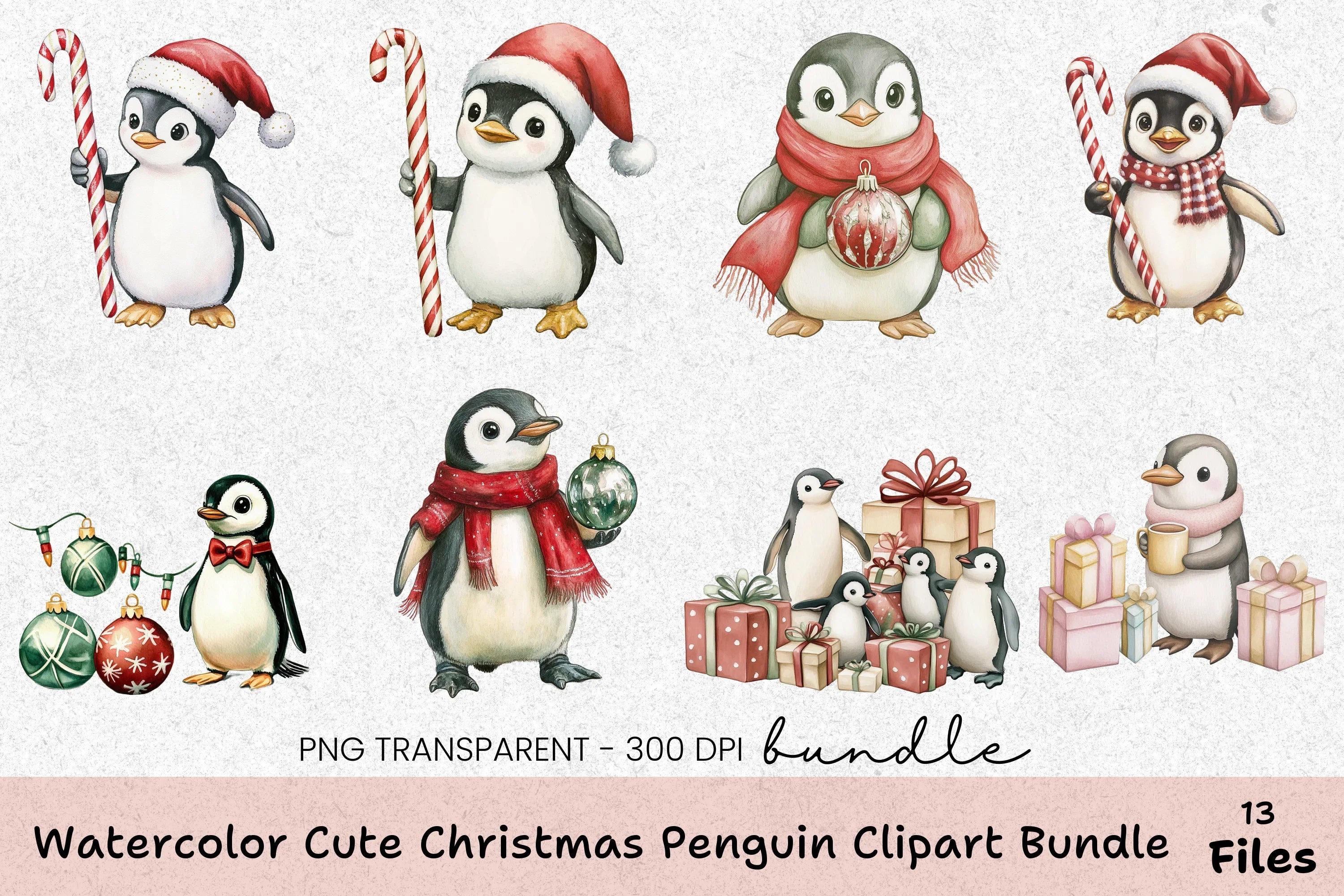 Cute Christmas Penguin Clipart Bundle - CraftNest - Digital Crafting and Art