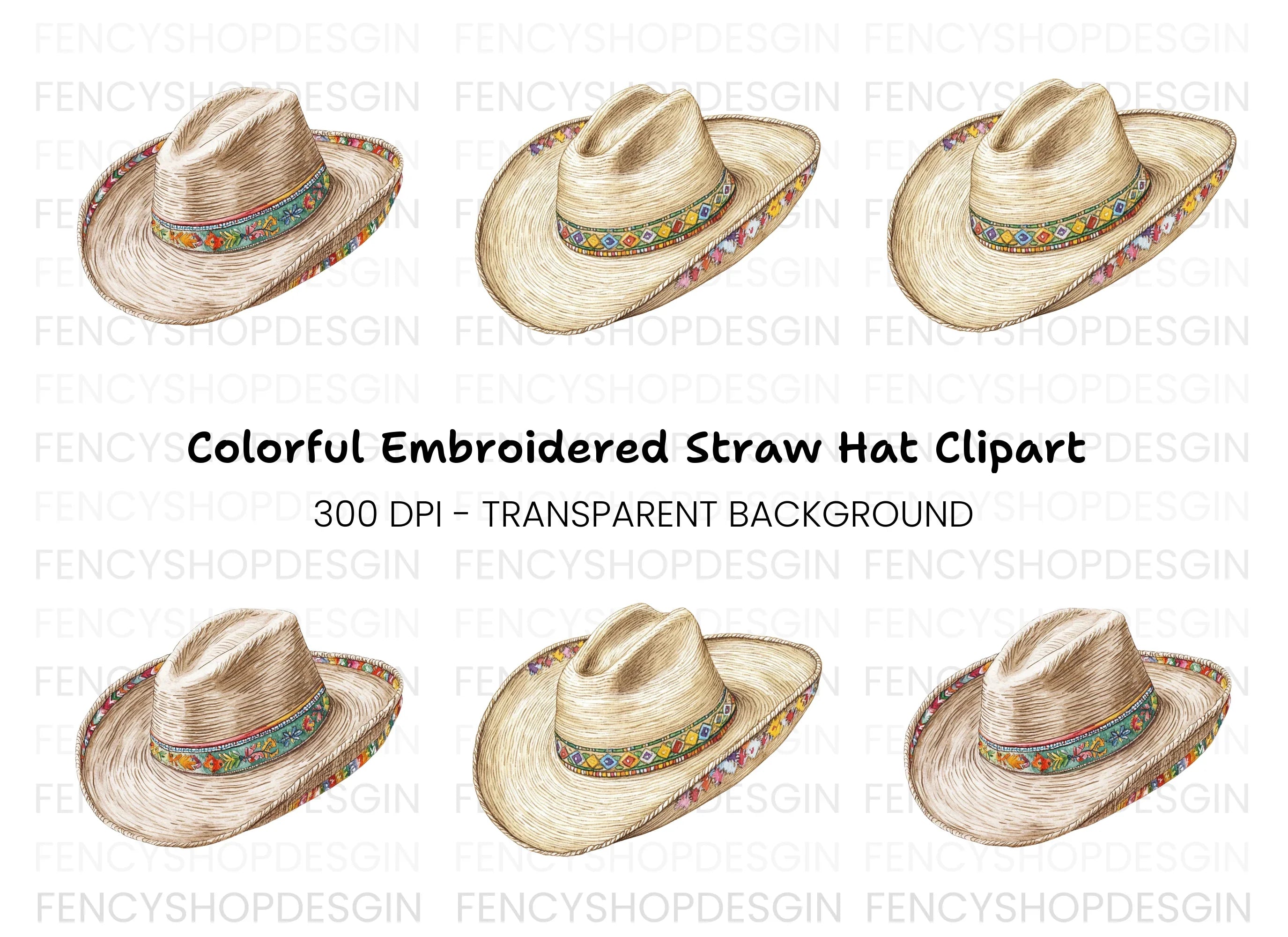Mexican Sombrero Hat Clipart Bundle