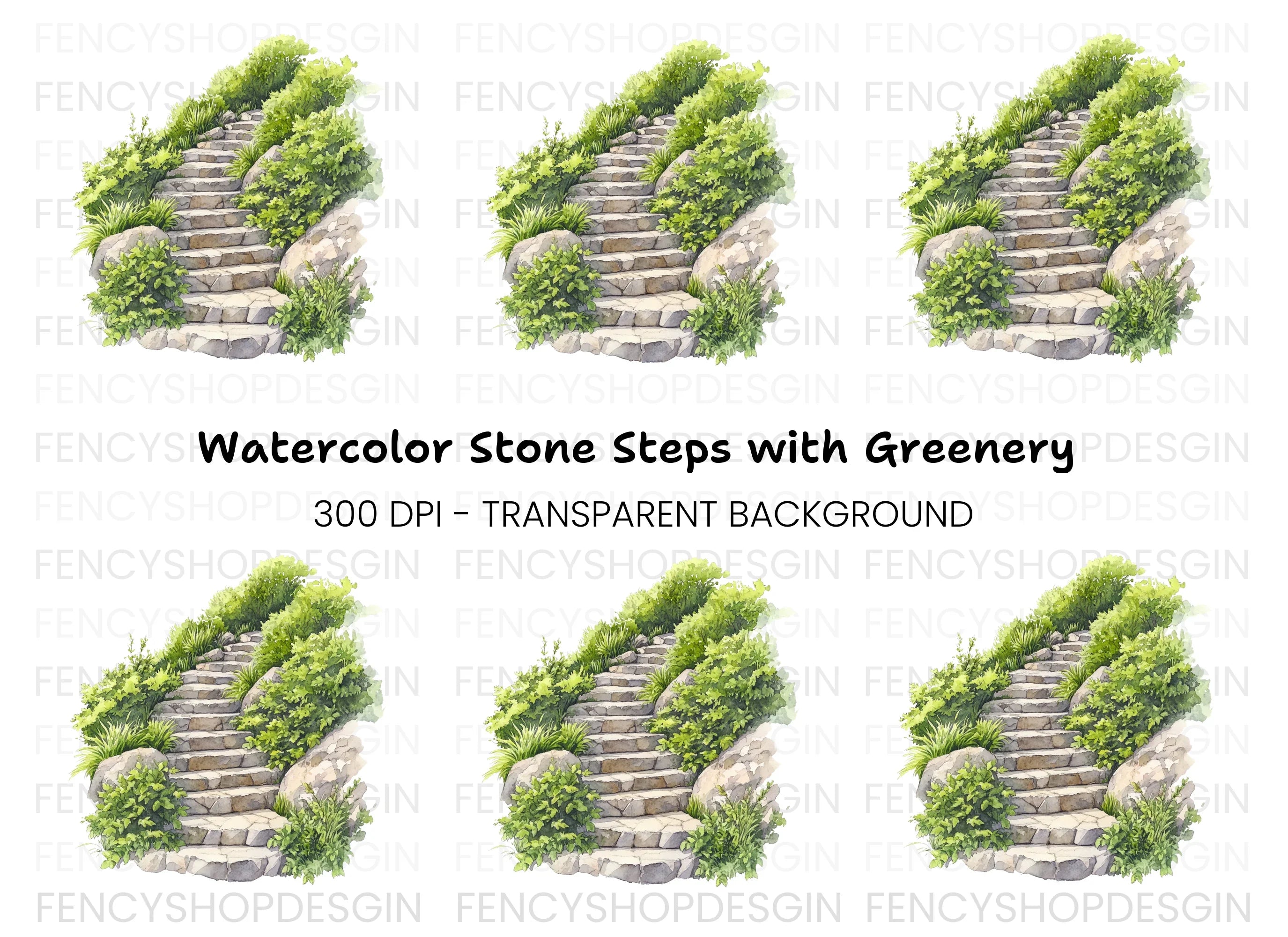 Garden Staircase Clipart Bundle