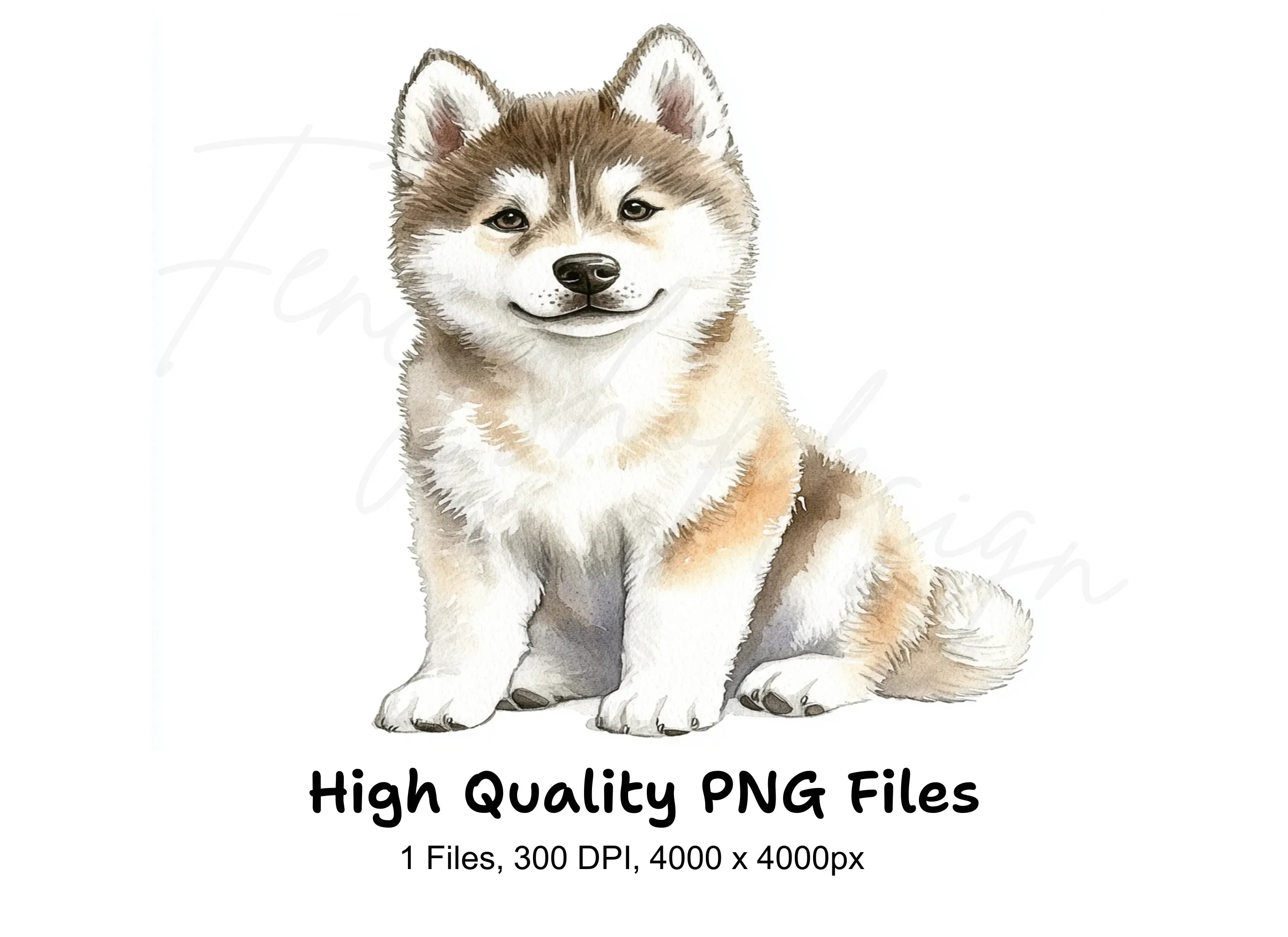 Cute Husky Puppy Clipart Bundle