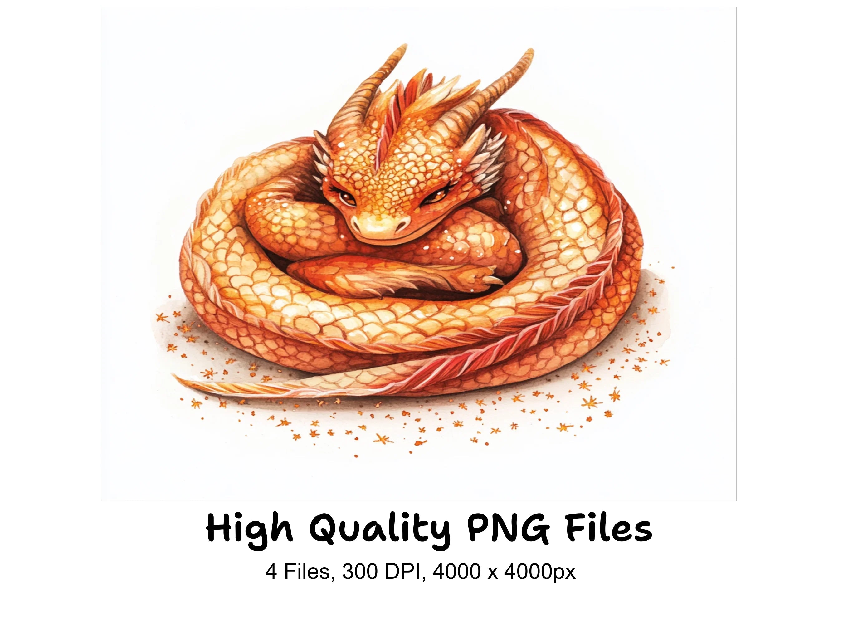 Cute Sleeping Dragon Clipart Bundle
