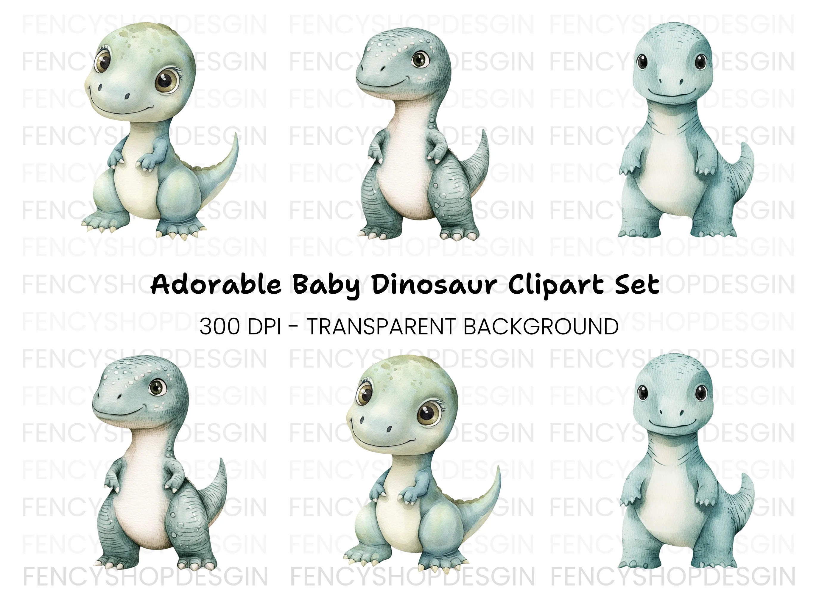Cute Baby Dinosaur Clipart Bundle