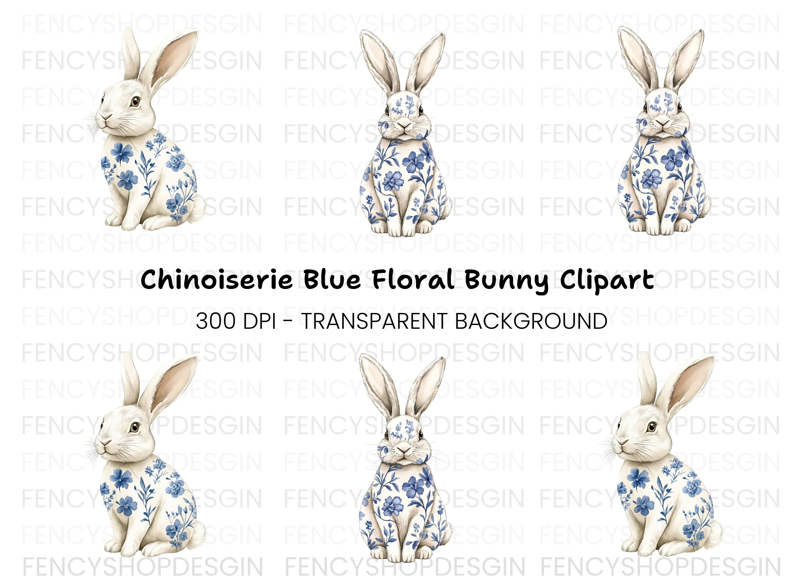Charming Floral Bunny Clipart Bundle