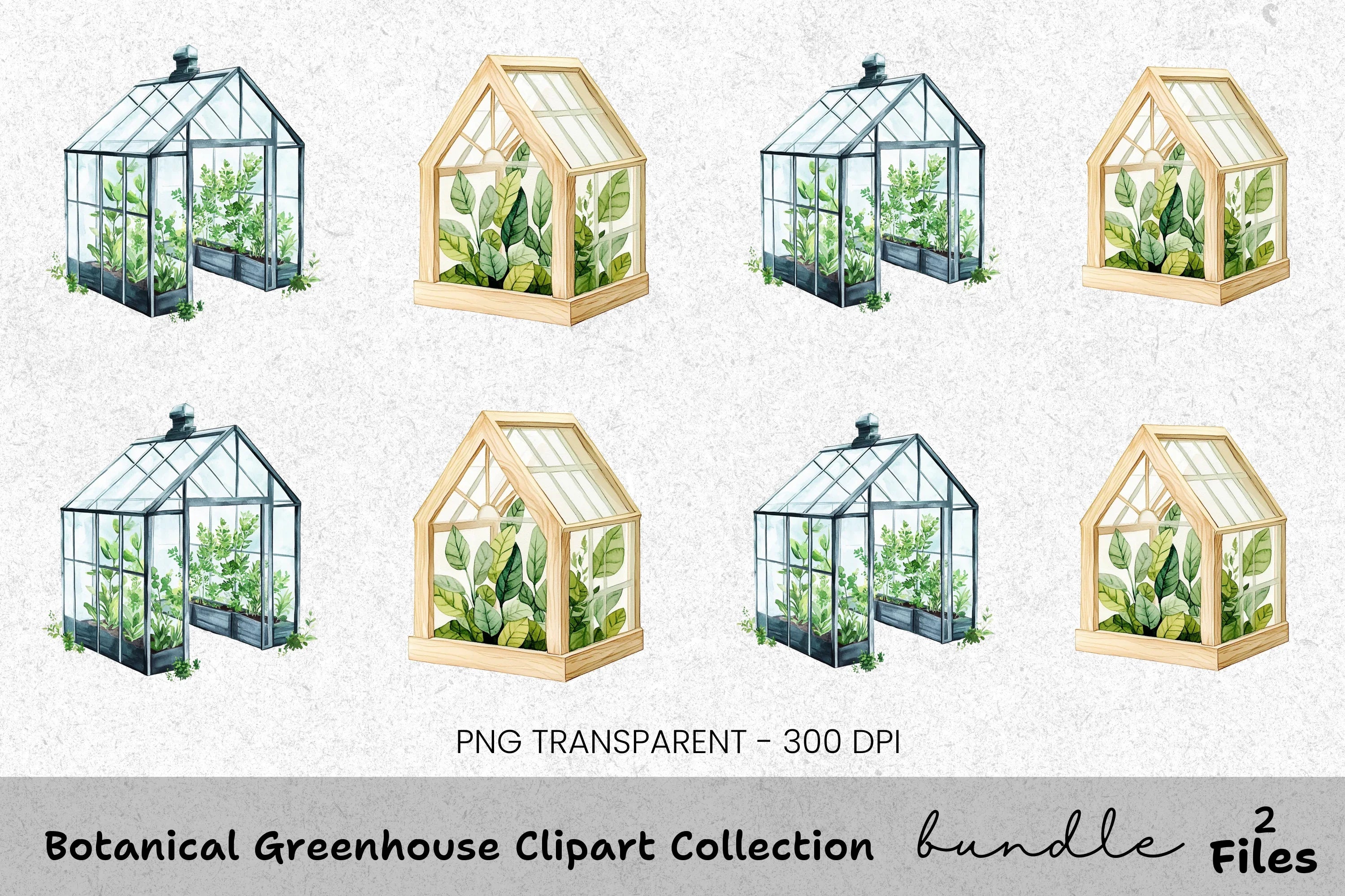 Botanical Greenhouse Clipart Bundle