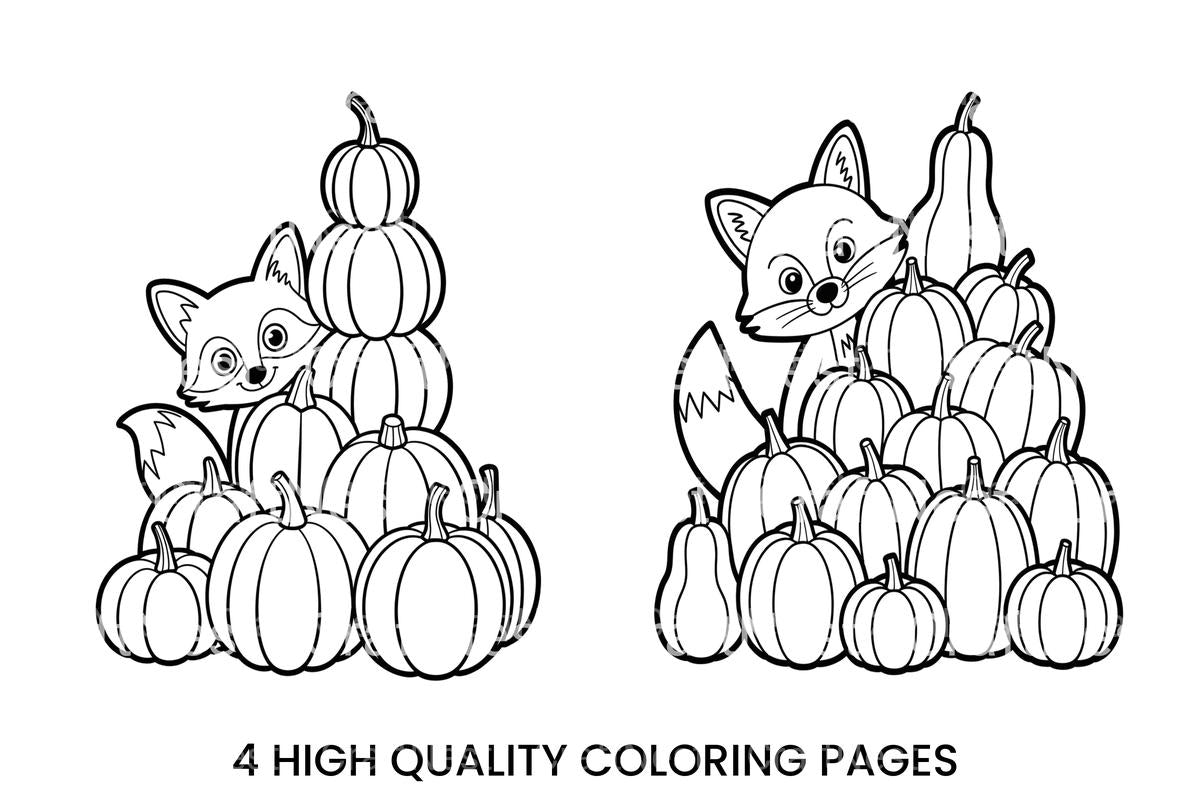 Fox and Pumpkin Pile Coloring Books