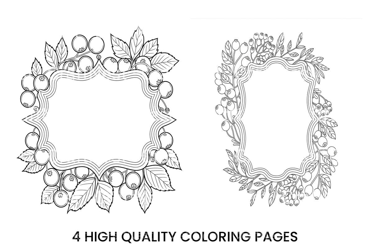 Berry and Leaf Frame Coloring Books