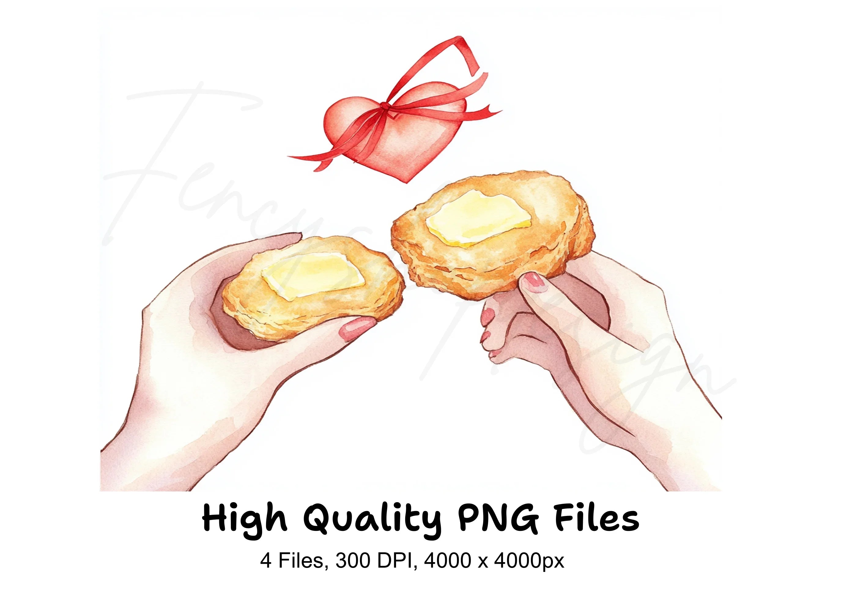 Hands Holding Biscuits with Ribbons Clipart Bundle