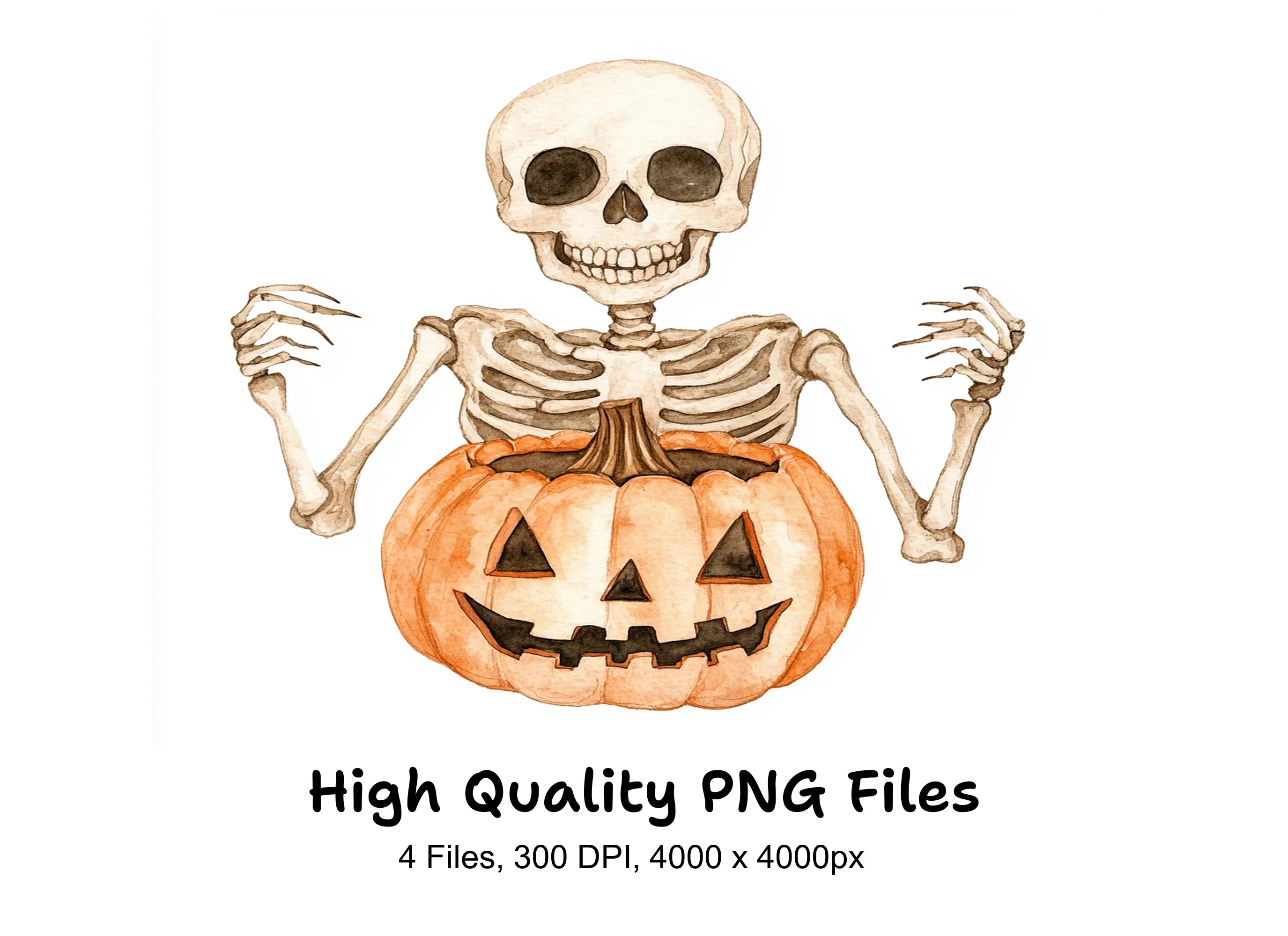 Halloween Skeletons and Pumpkins Clipart Bundle