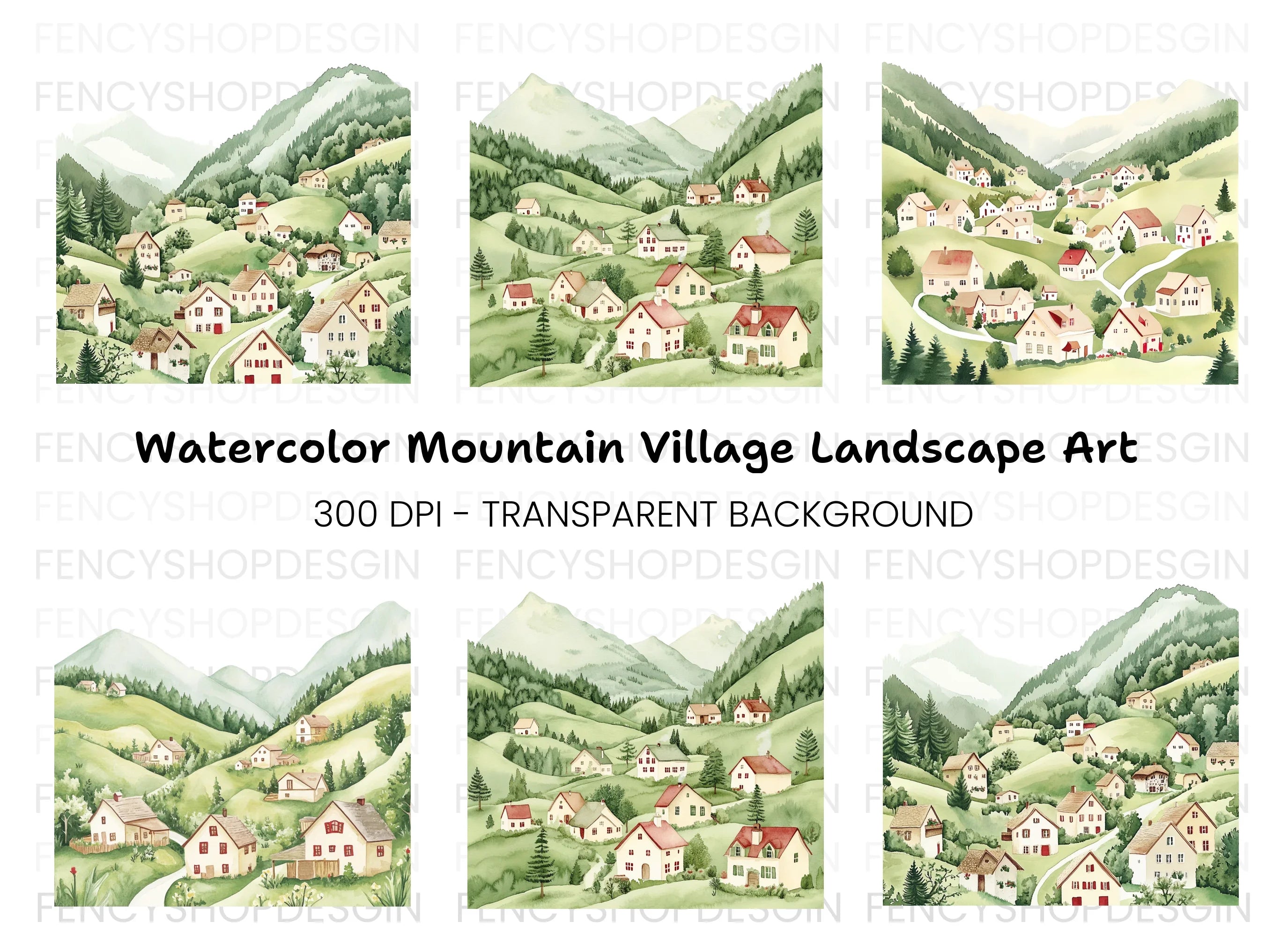 Mountain Village Clipart Bundle