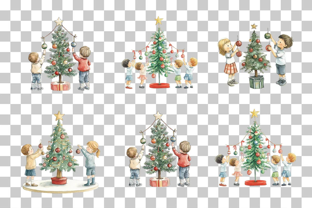 Christmas Kids with Tree Clipart Bundle - CraftNest - Digital Crafting and Art