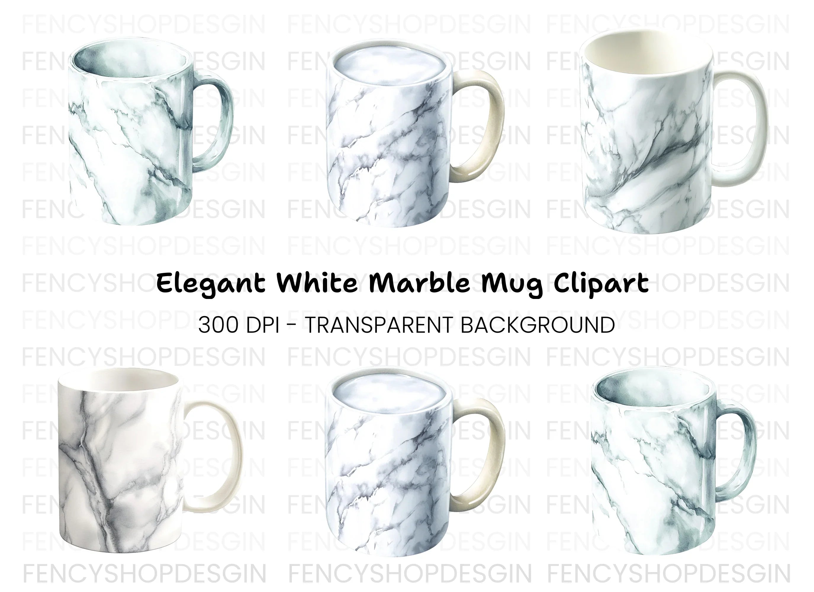 Stylish Marble Coffee Clipart Bundle