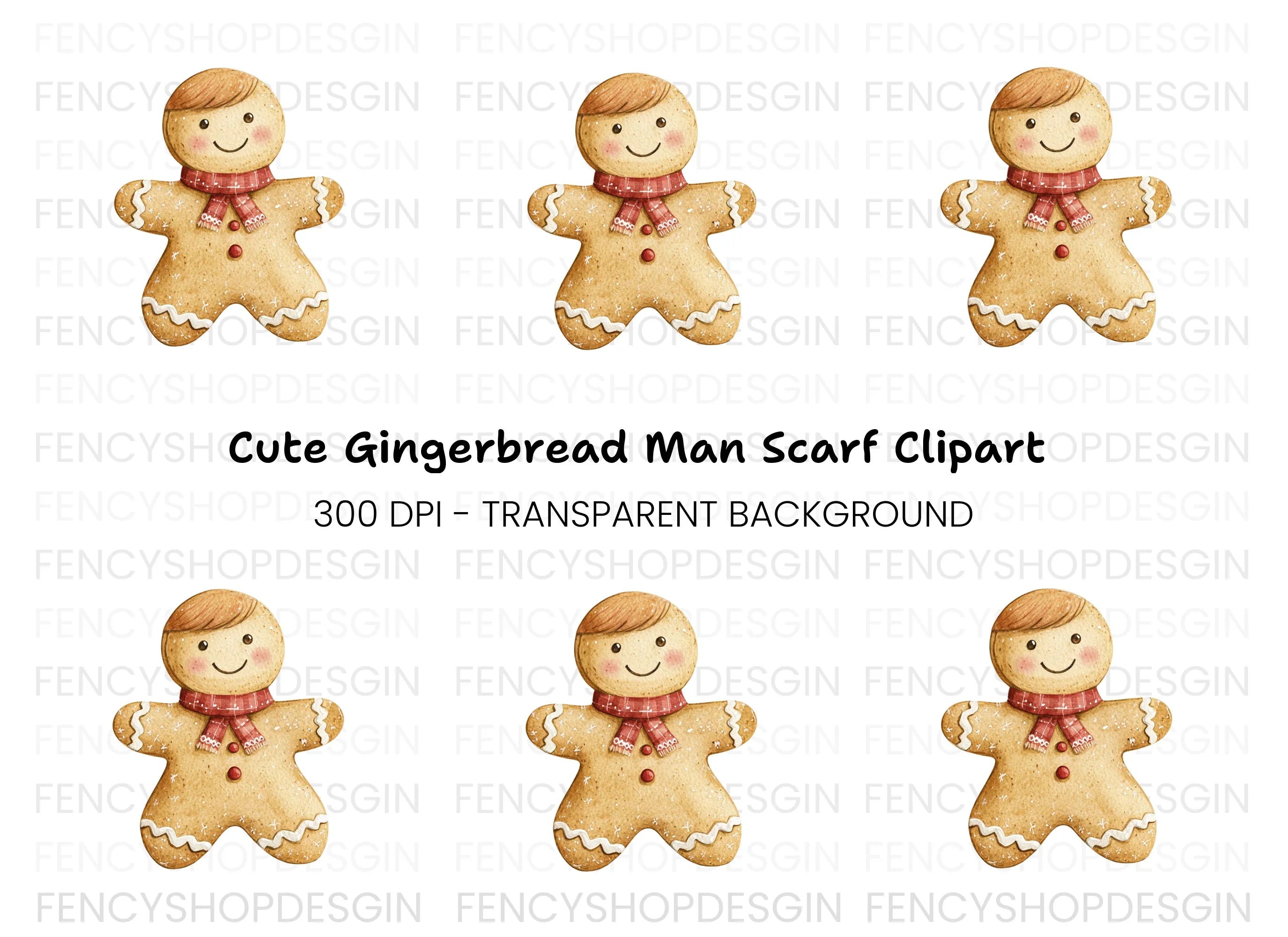 Gingerbread Man with Scarf Clipart Bundle