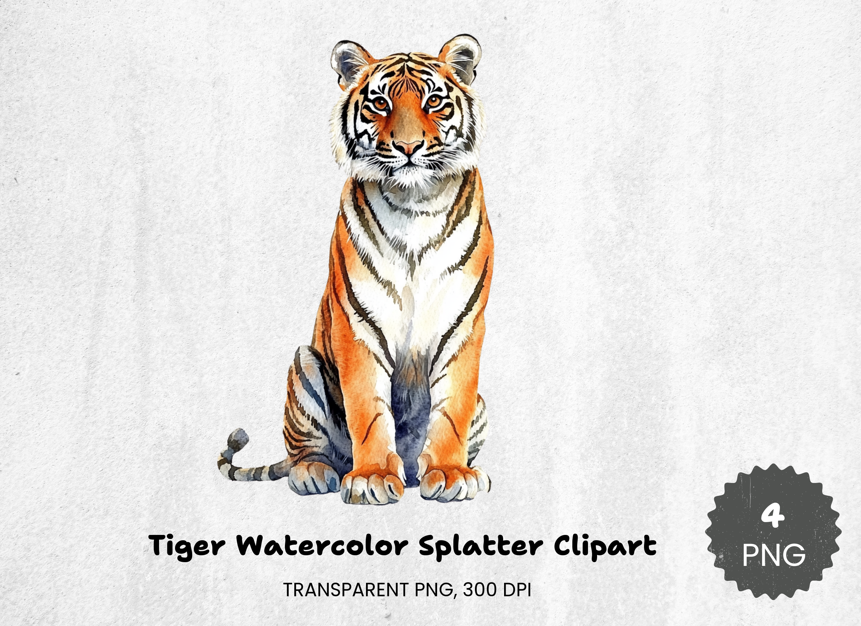 Vibrant Tiger Splatter Clipart Bundle