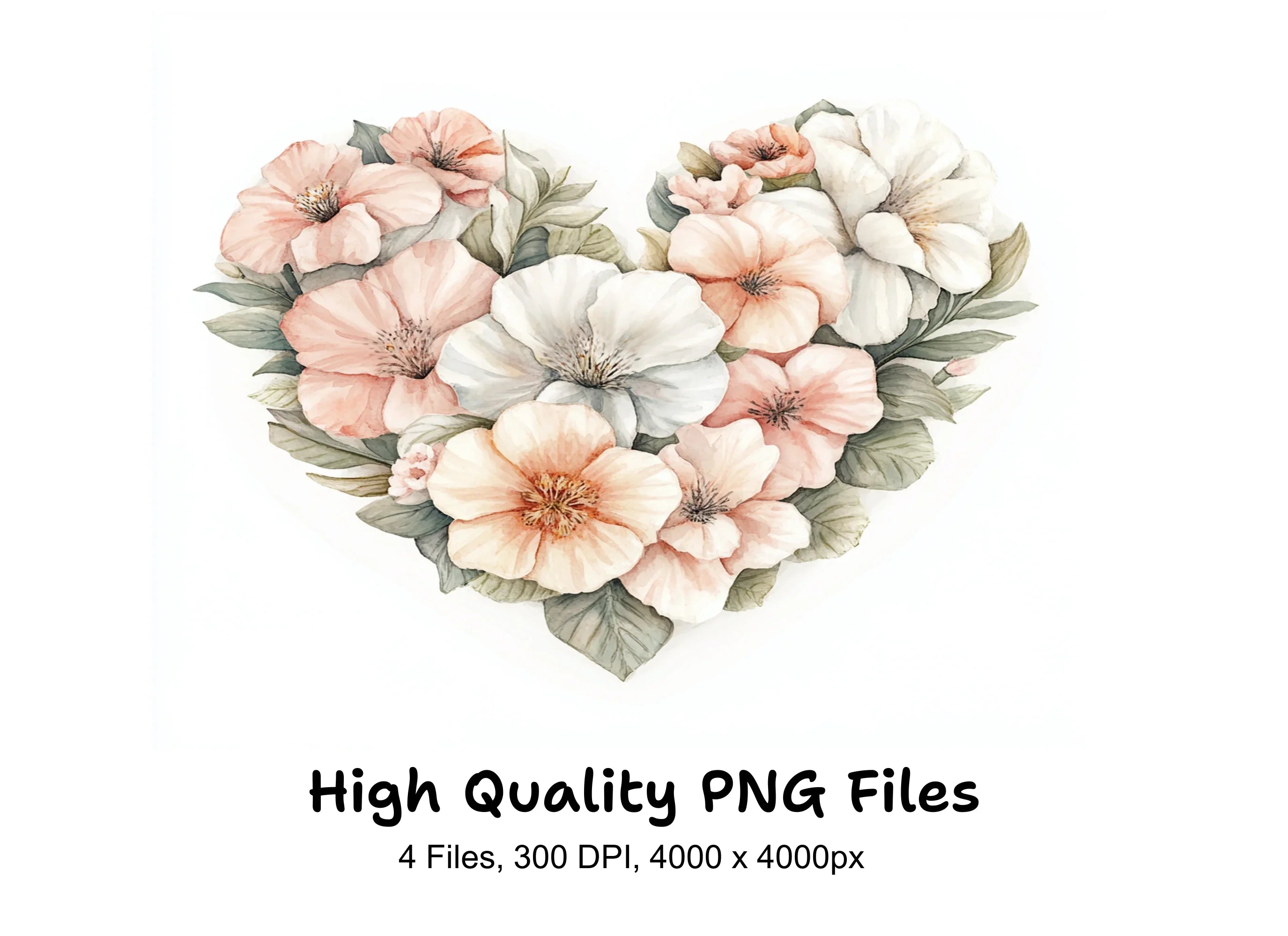 Floral Heart Clipart Bundle