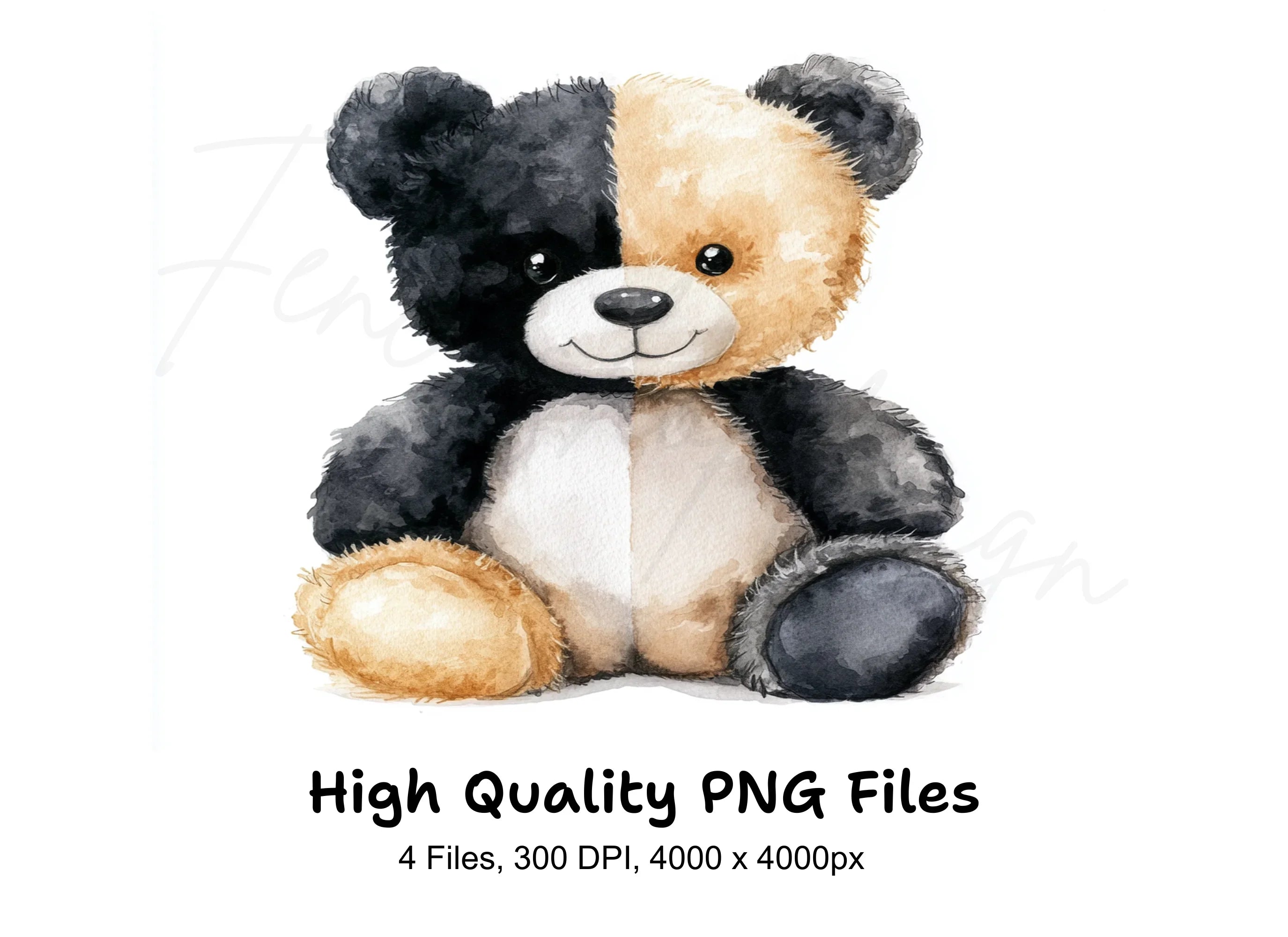 Cute Two Tone Teddy Bear Clipart Bundle