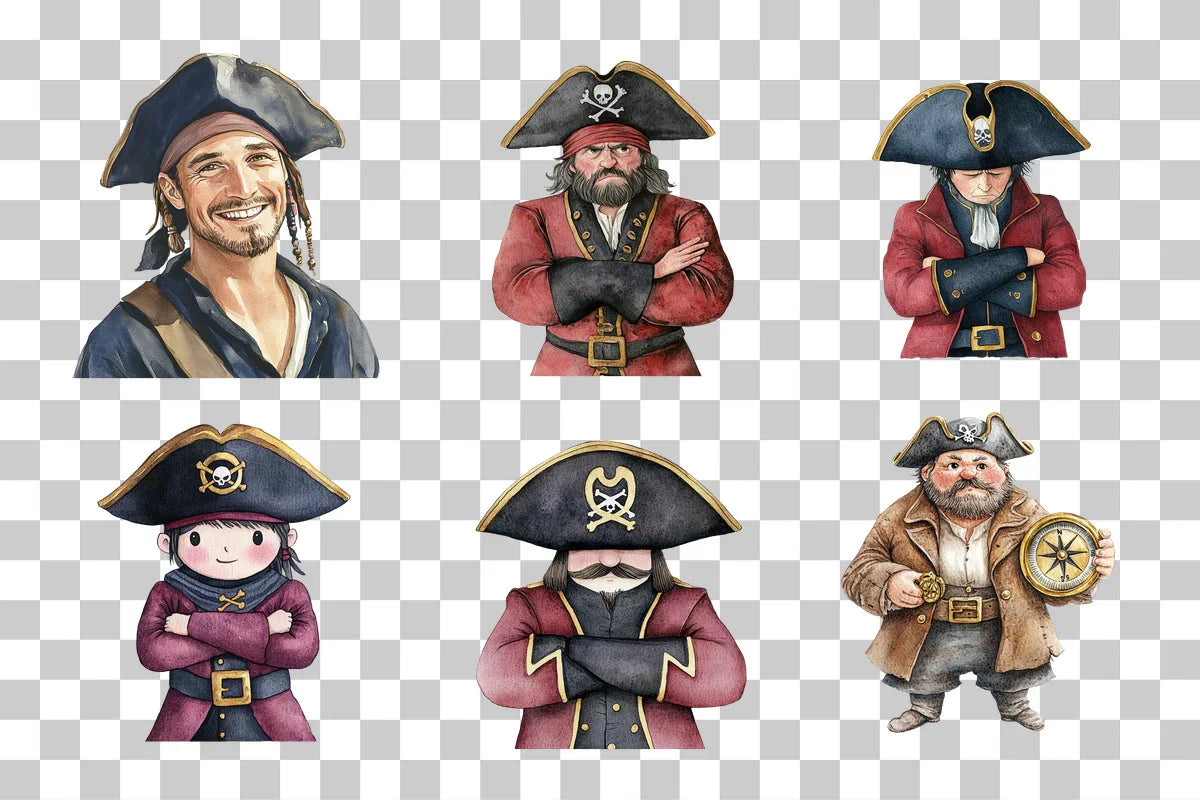 Pirate Captain Nautical Character Clipart Bundle - CraftNest - Digital Crafting and Art