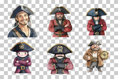 Pirate Captain Nautical Character Clipart Bundle - CraftNest - Digital Crafting and Art