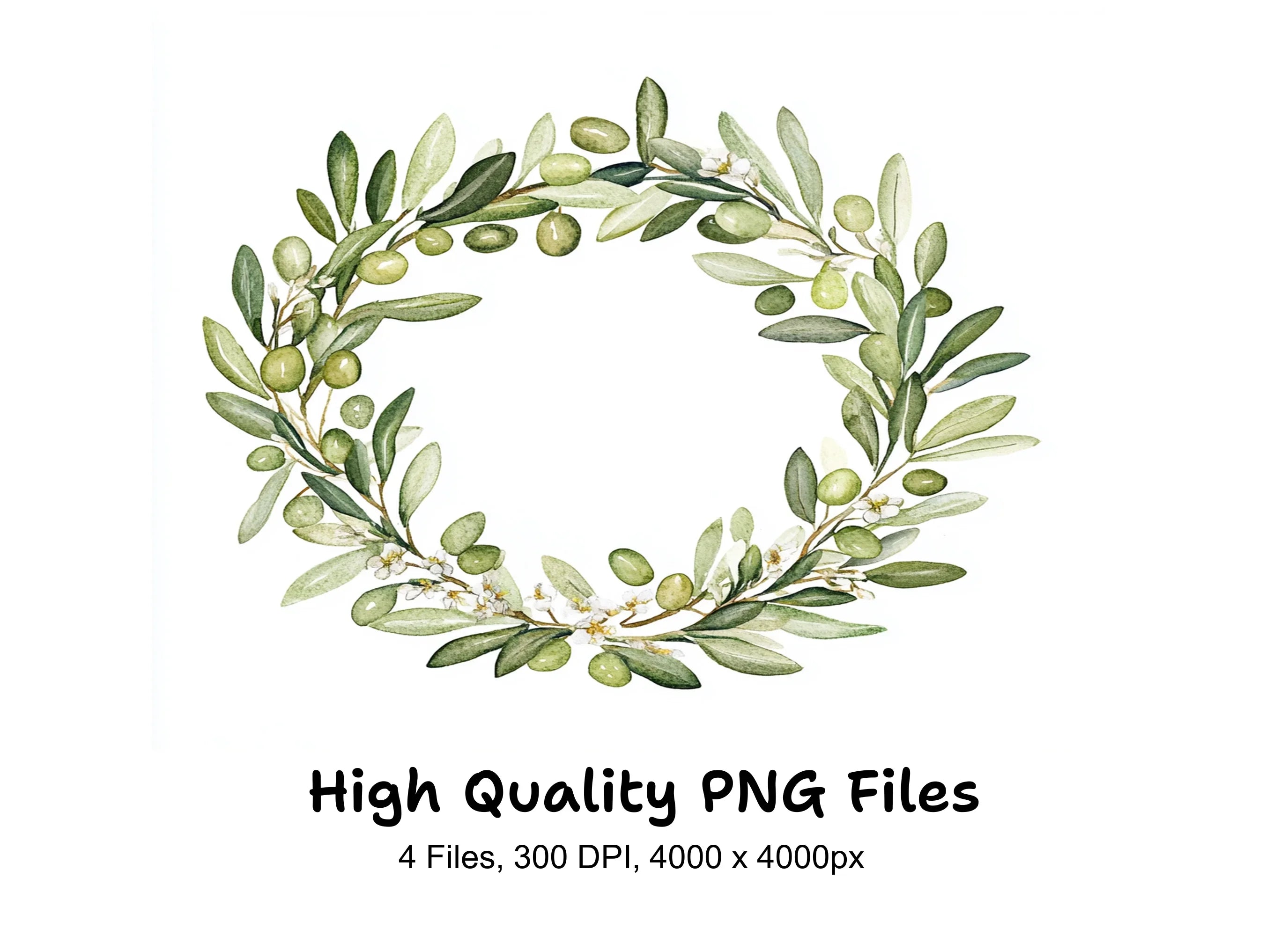 Olive Branch Wreath Clipart Bundle