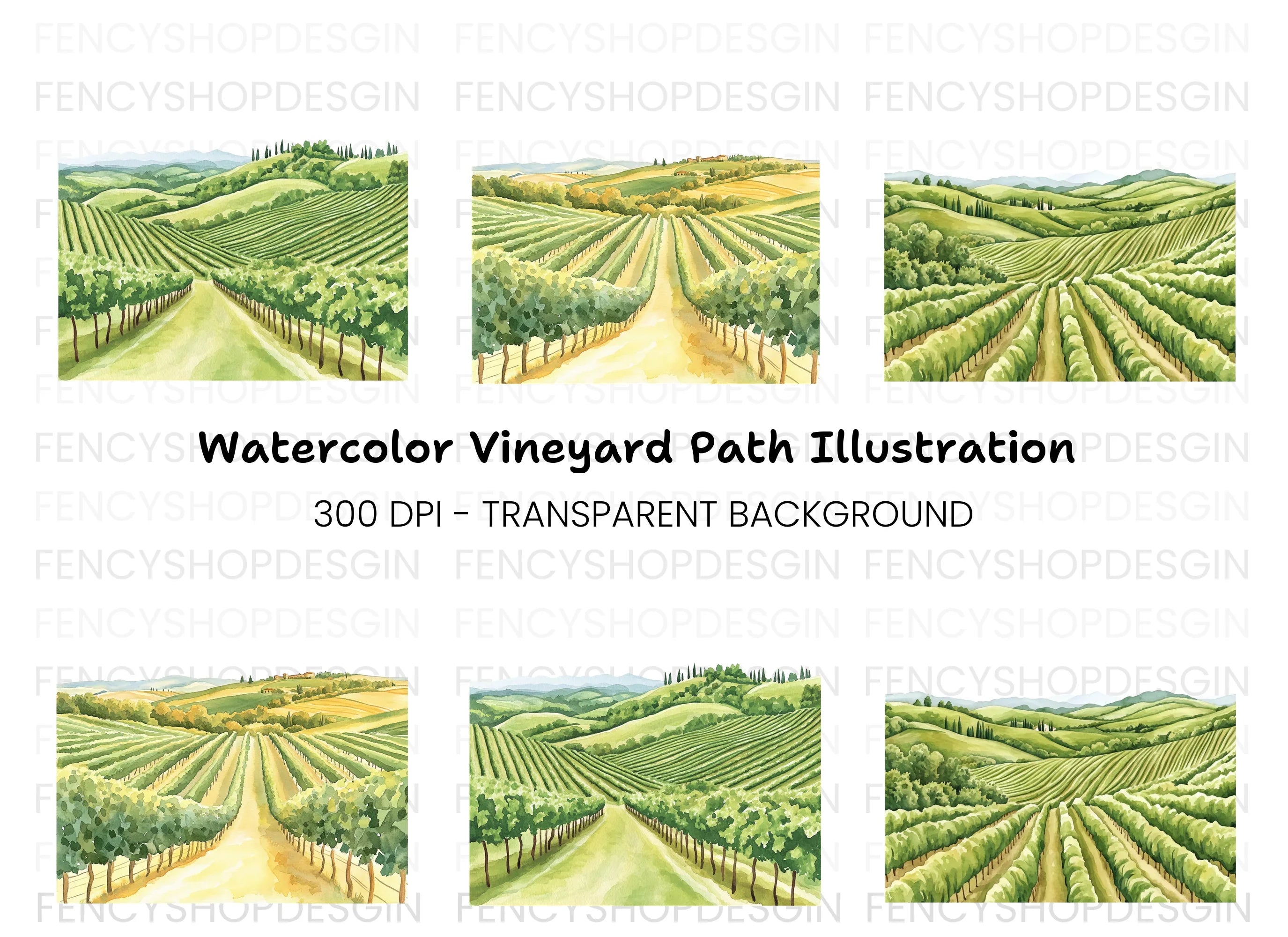 Vineyard Scenery Clipart Bundle