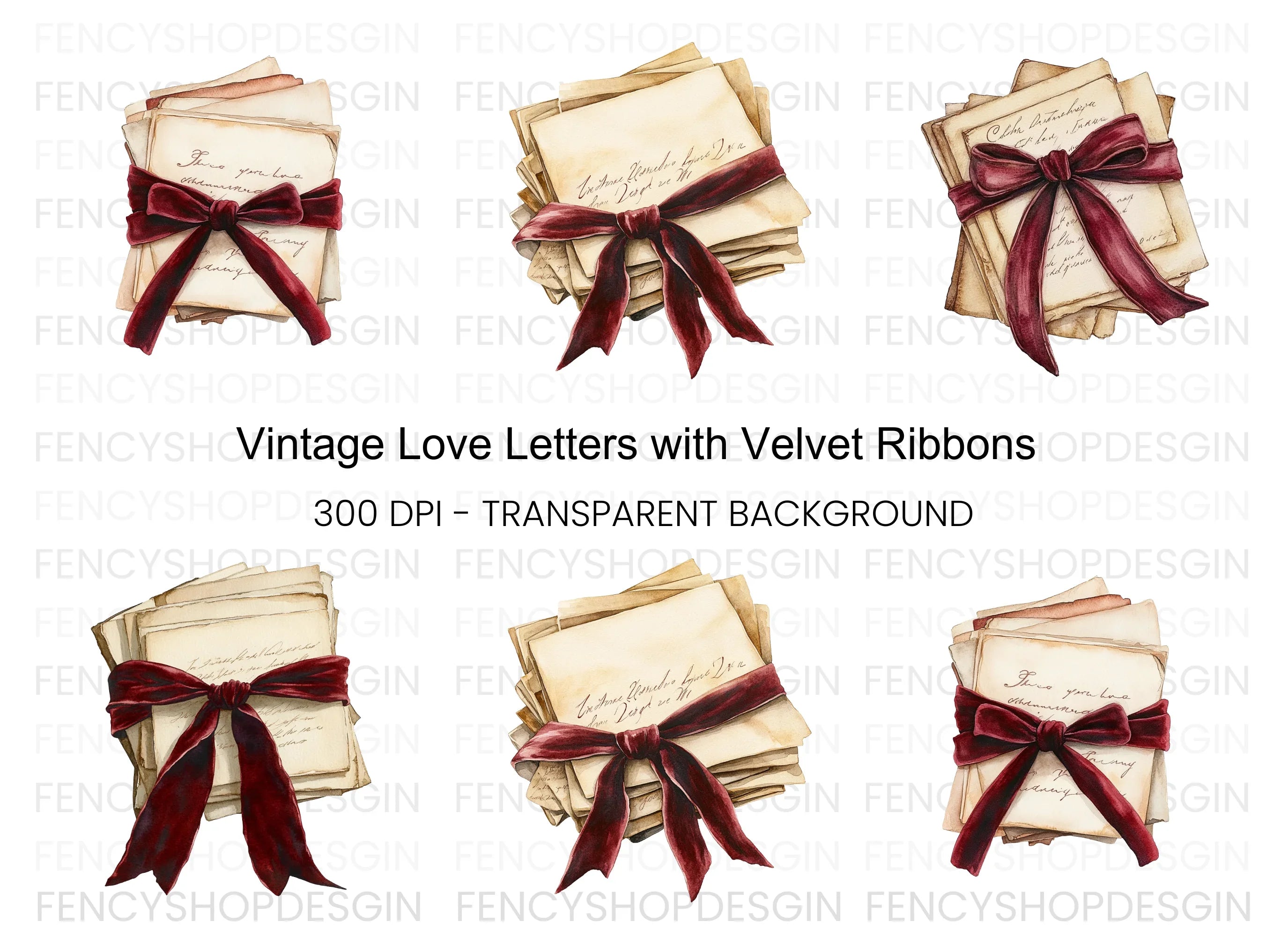 Handwritten Vintage Letters Clipart Bundle