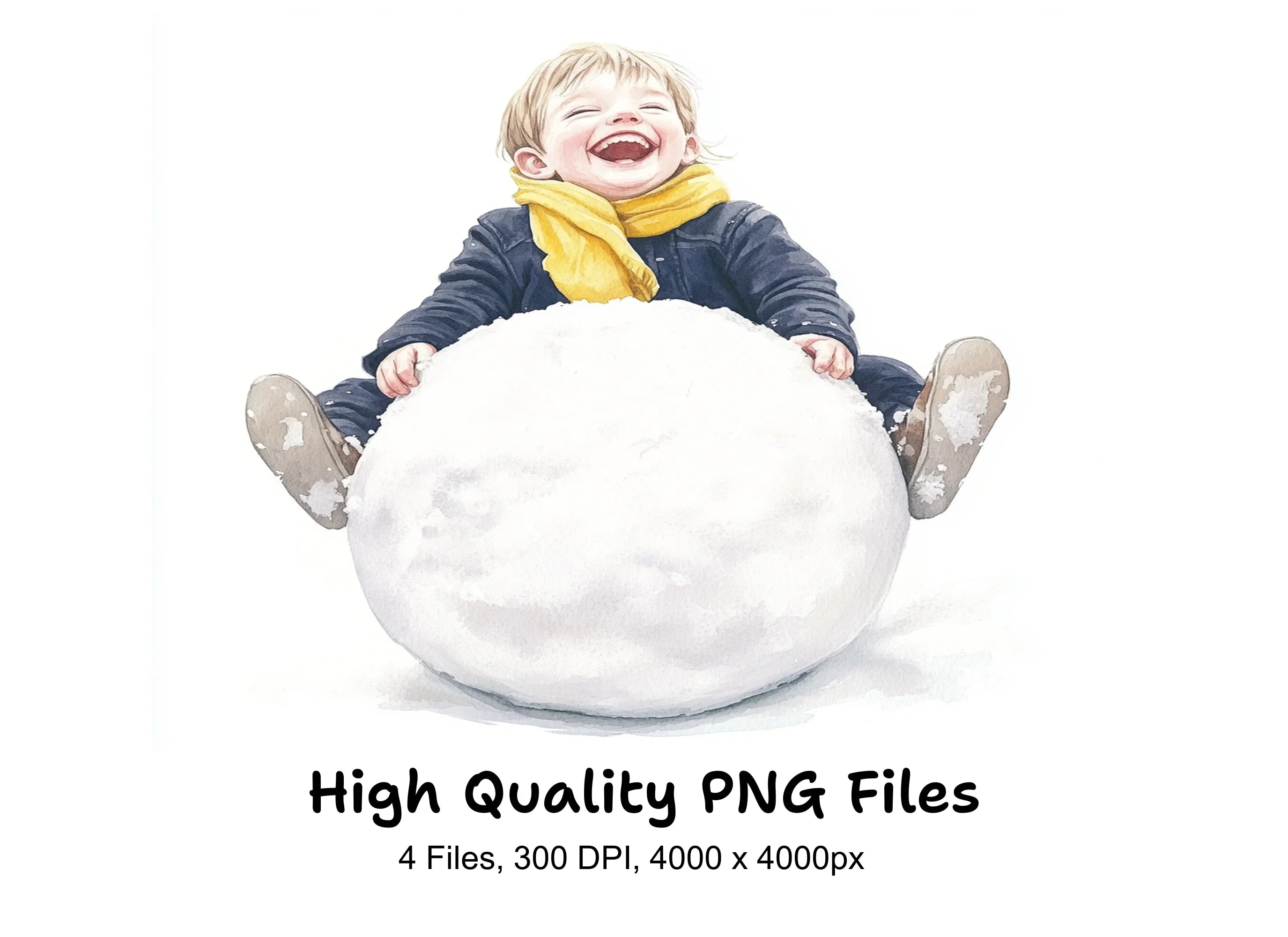 Joyful Kids Making Snowman Clipart Bundle