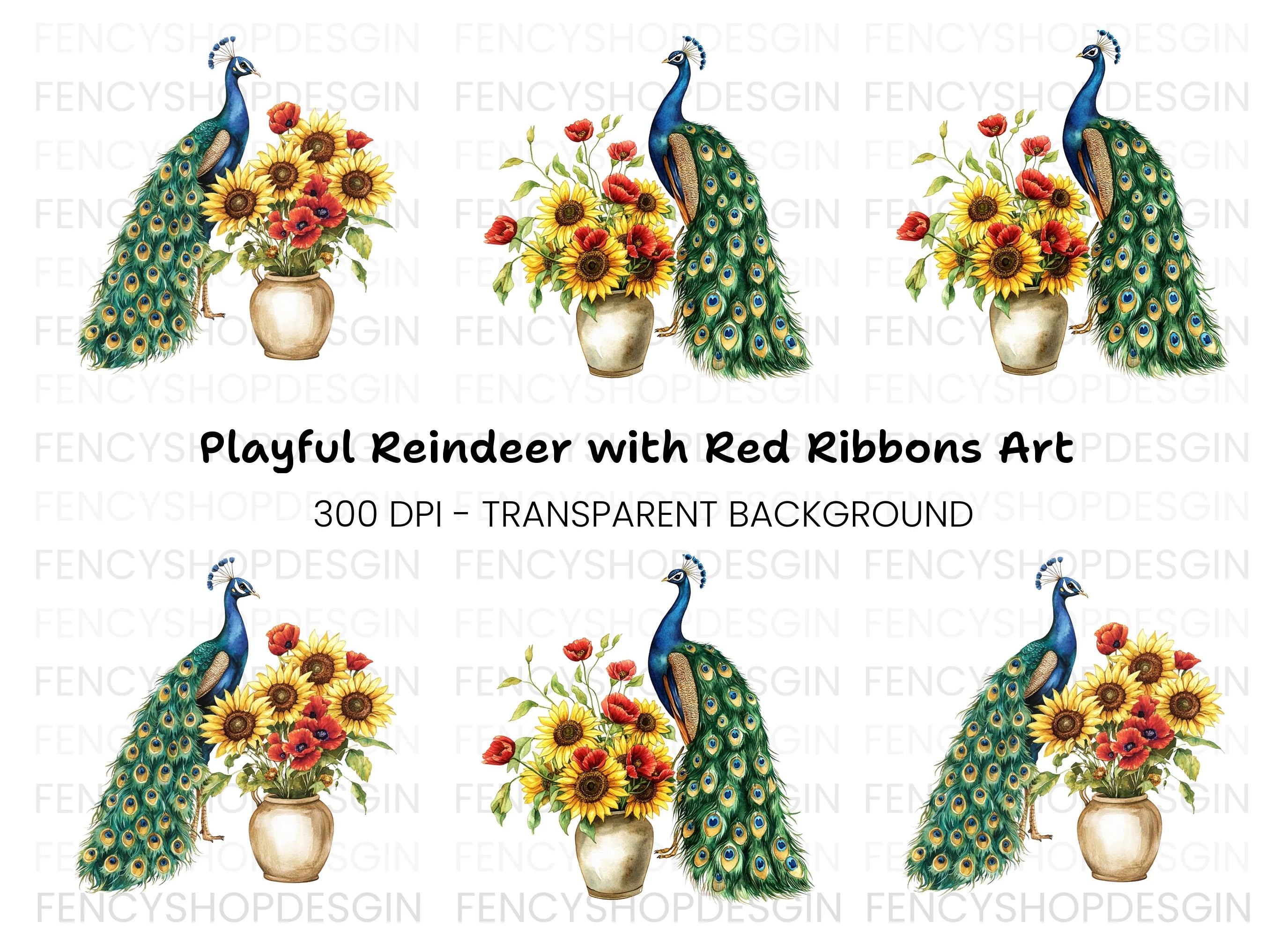 Elegant Peacock and Sunflower Clipart Bundle