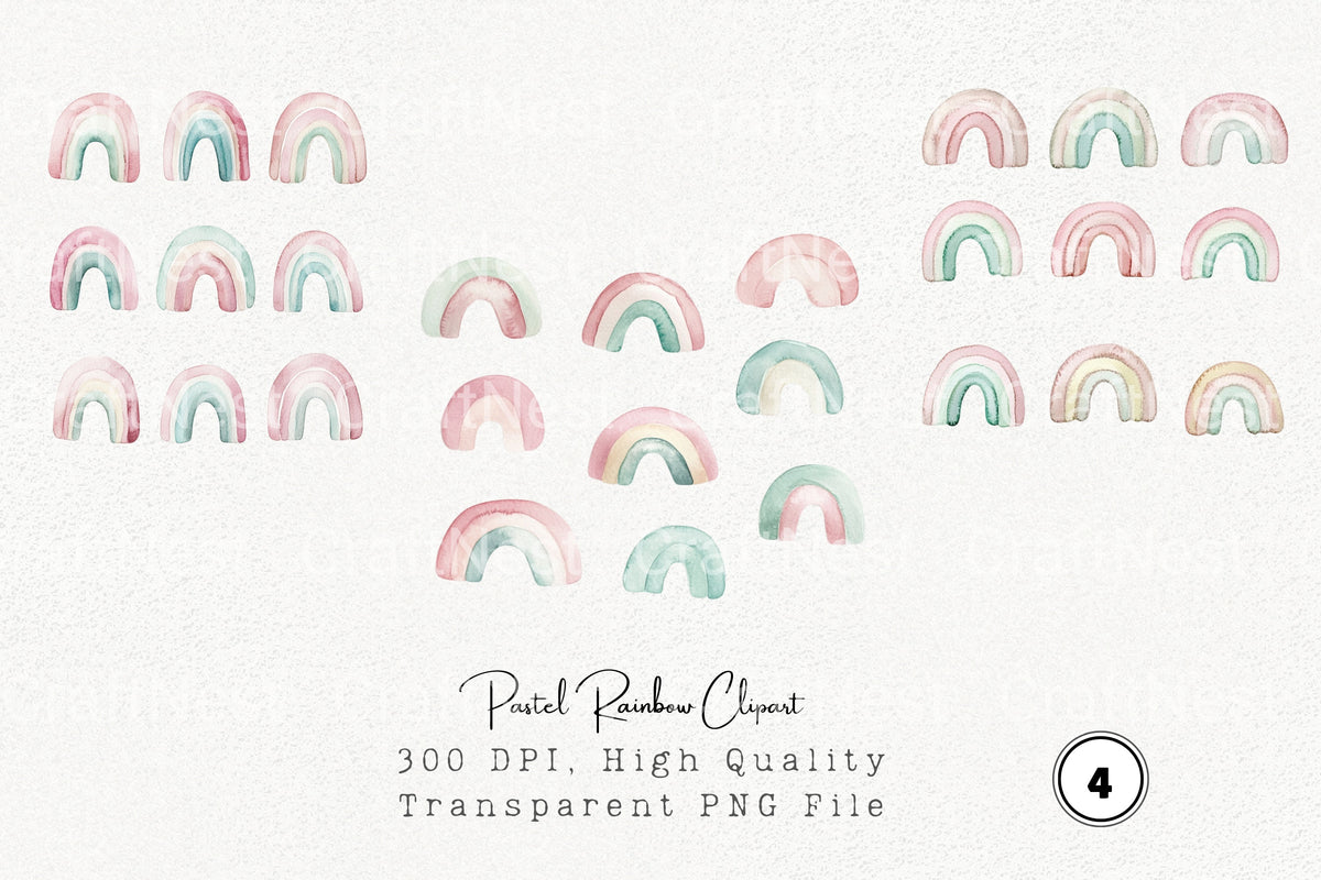Pastel Rainbow Clipart Bundle