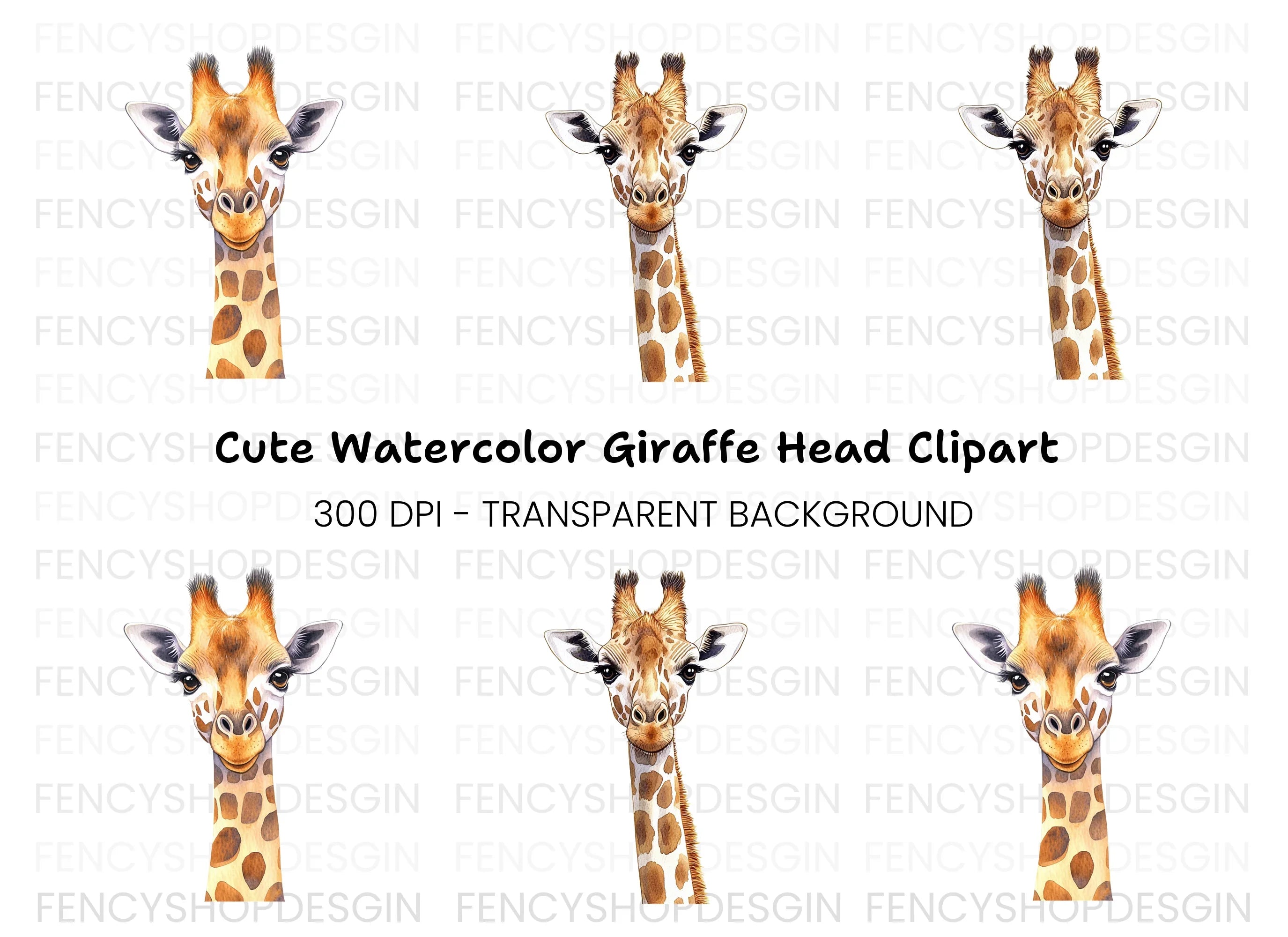 Cute Giraffe Head Clipart Bundle