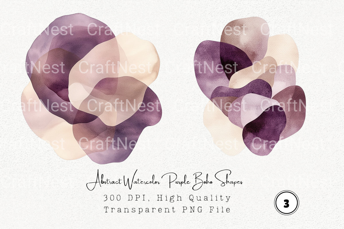 Abstract Purple Boho Shapes Clipart Bundle