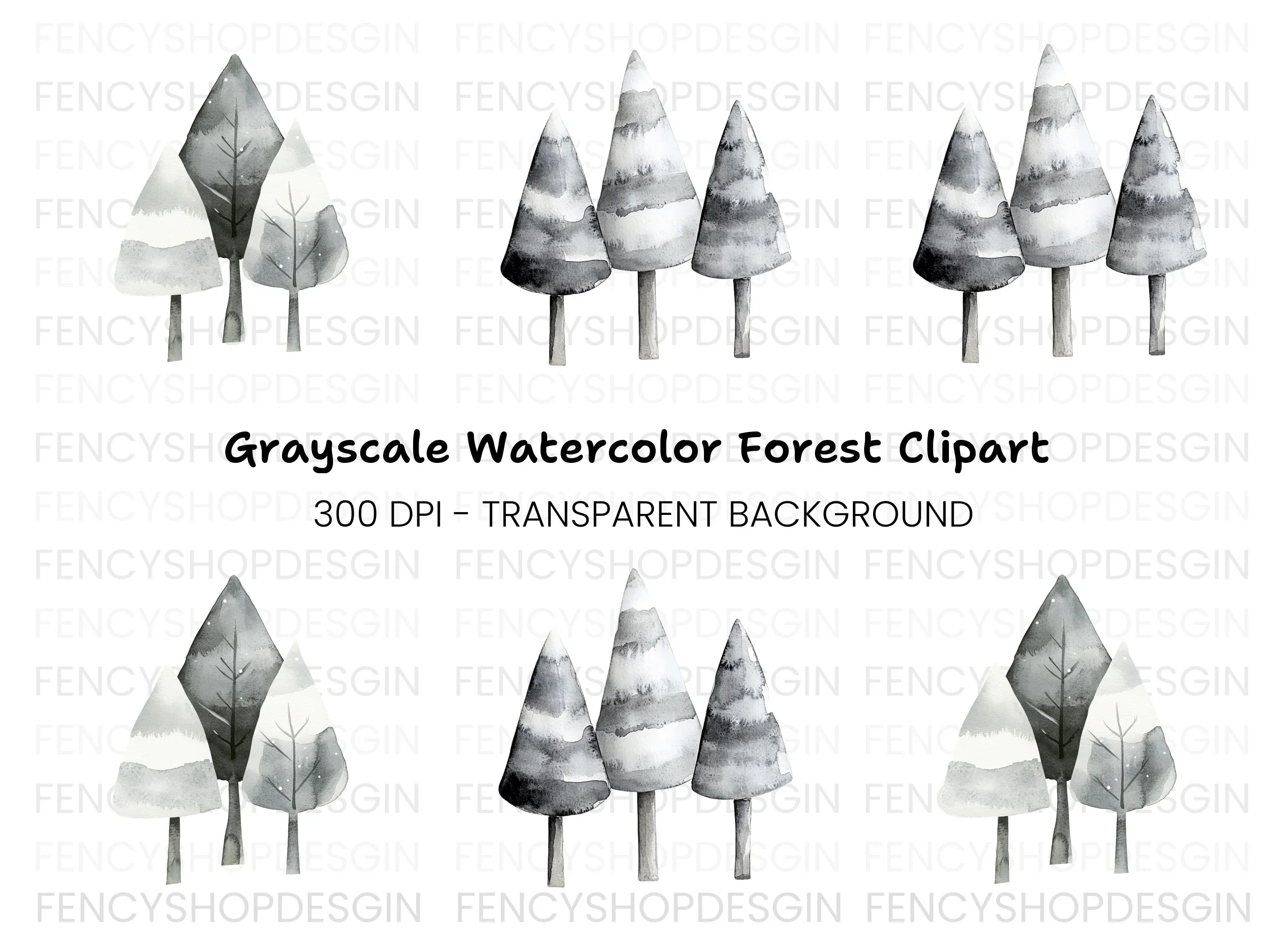 Winter Trees Clipart Bundle