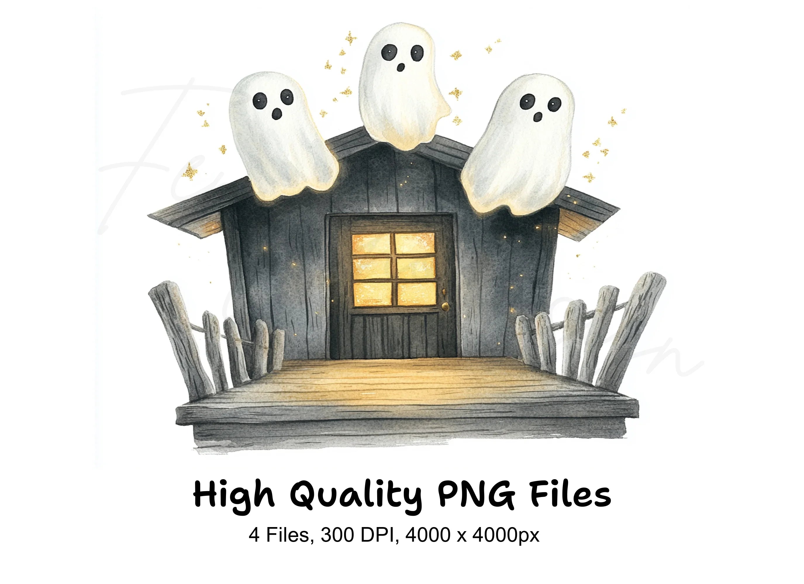 Spooky Ghost Houses Clipart Bundle