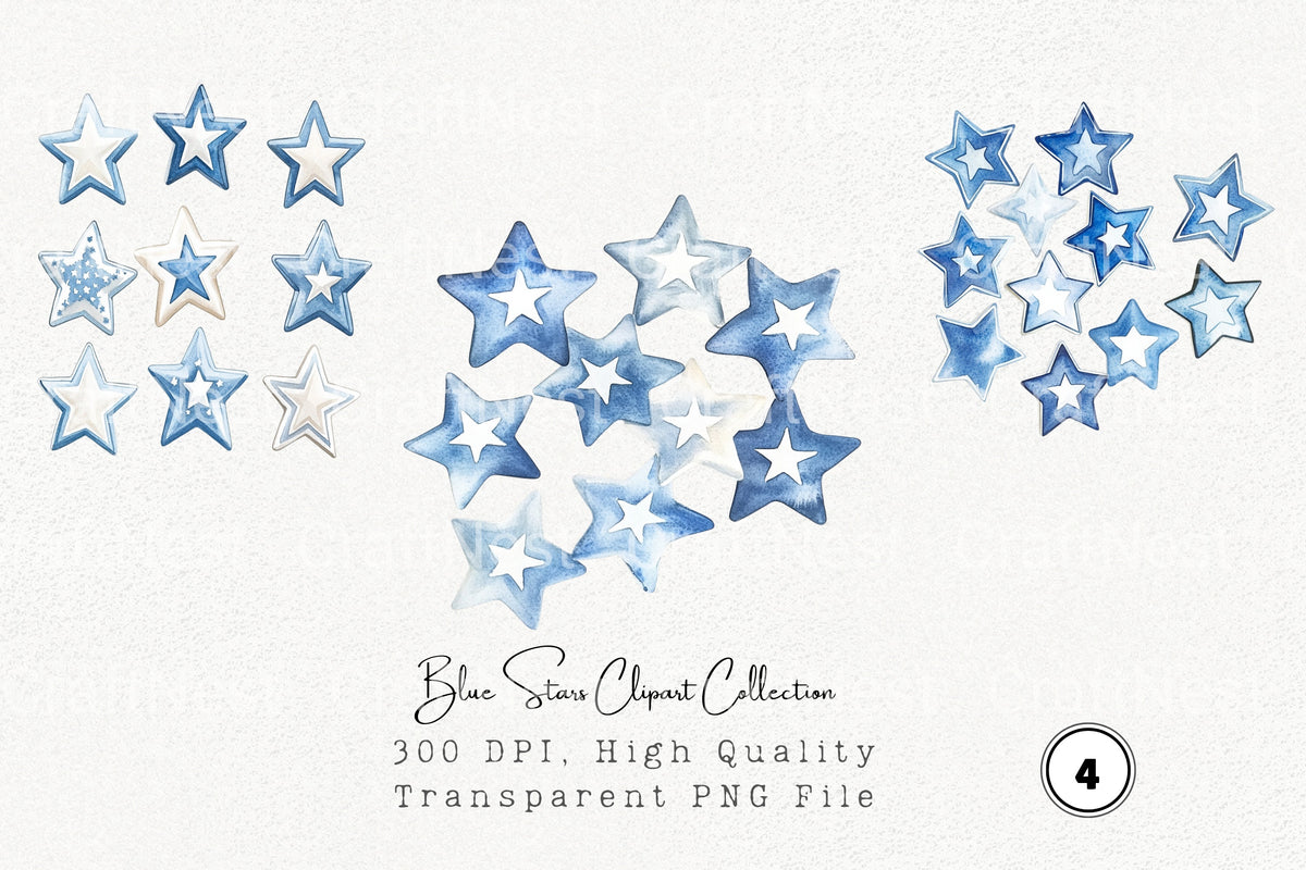 Blue Stars Clipart Bundle