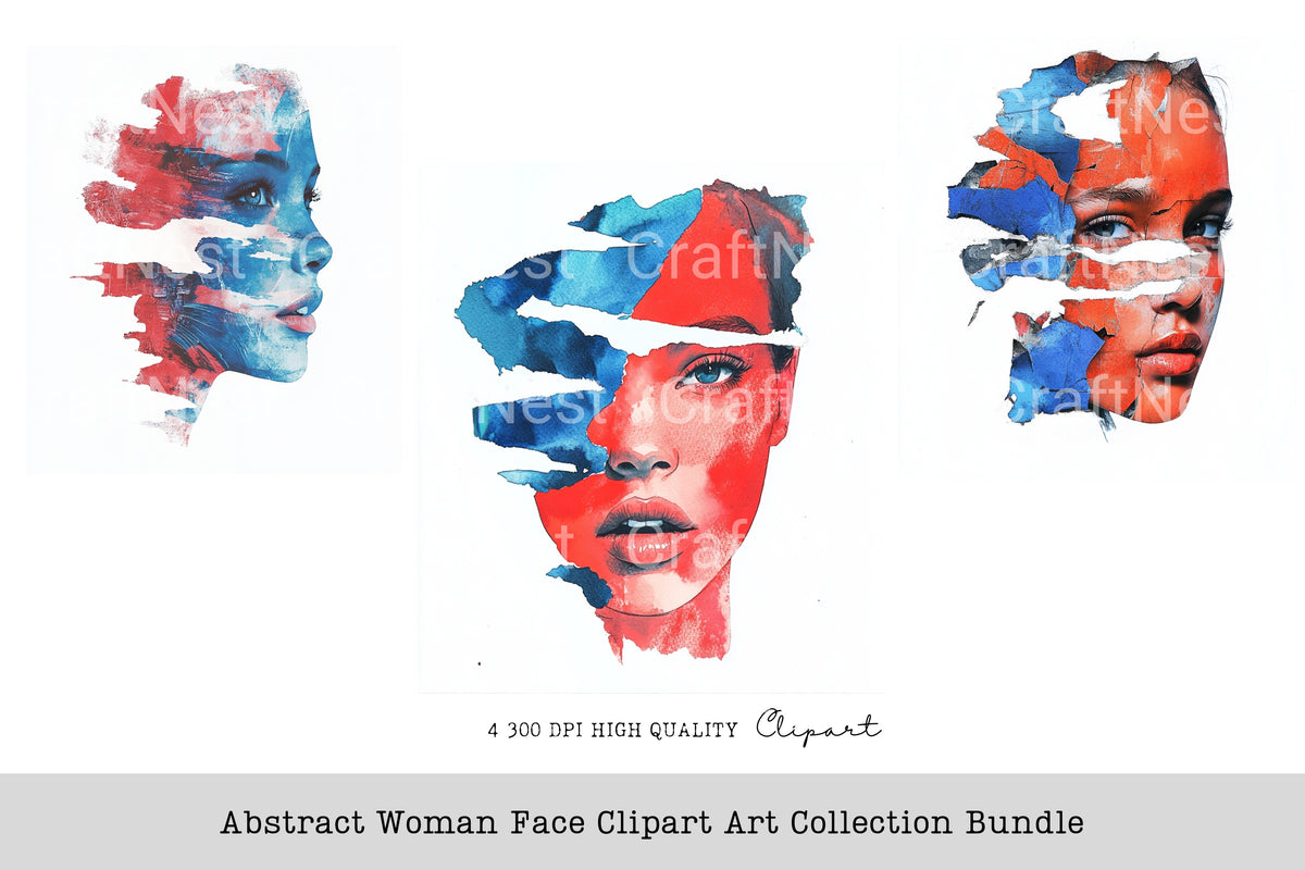 Abstract Woman Face Clipart Bundle