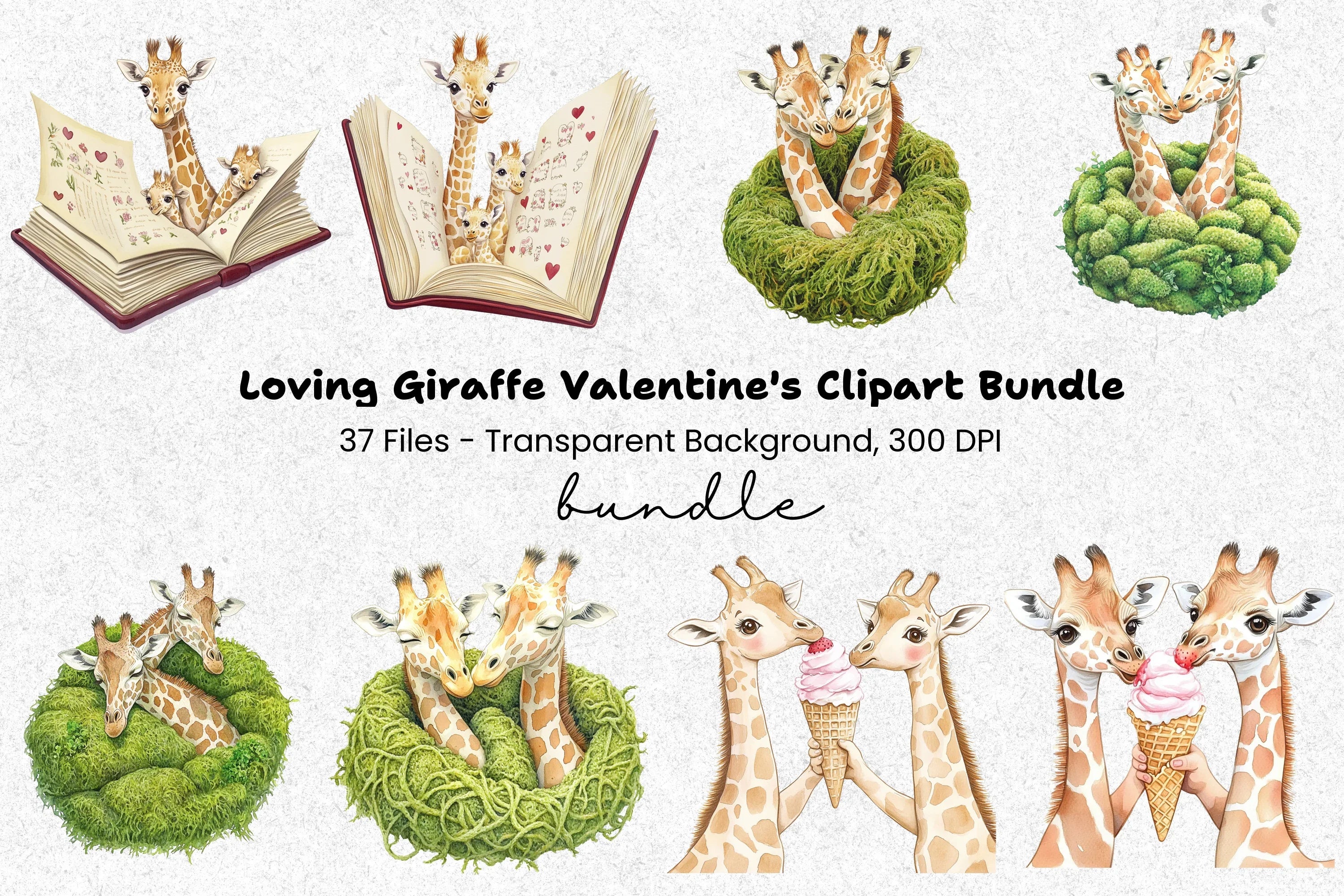 Cute Giraffe Family Clipart Bundle