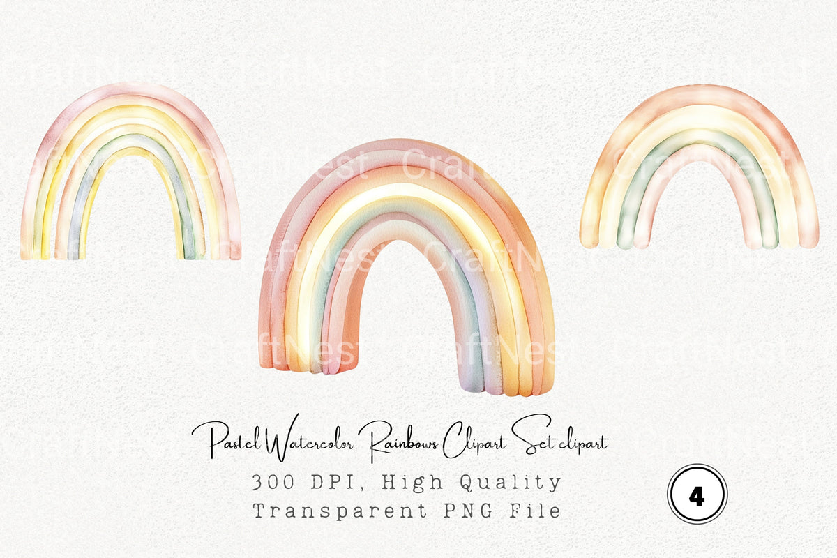 Pastel Rainbows Clipart Bundle