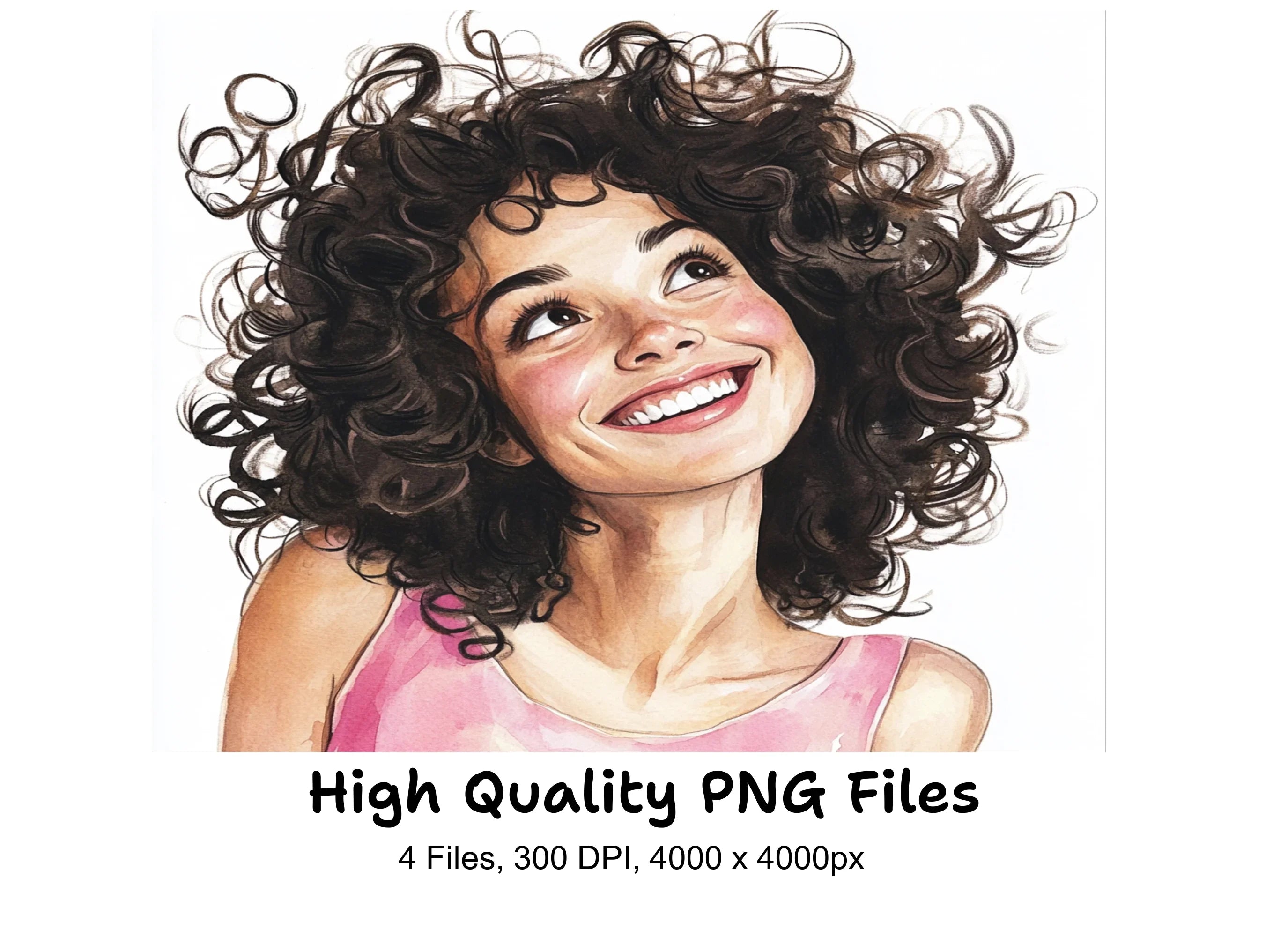 Curly Haired Girl Clipart Bundle