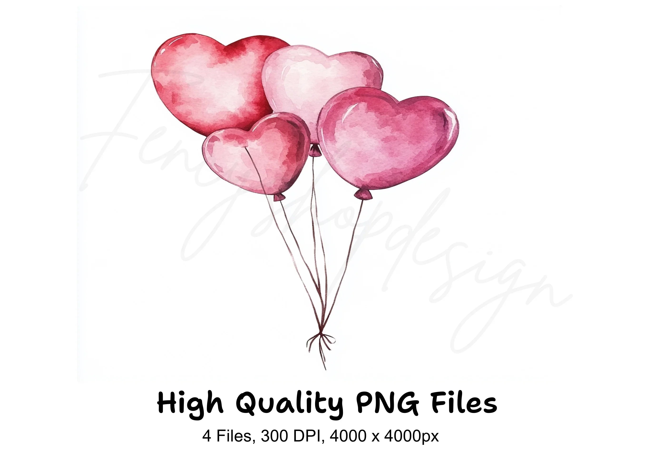 Heart Balloons Clipart Bundle