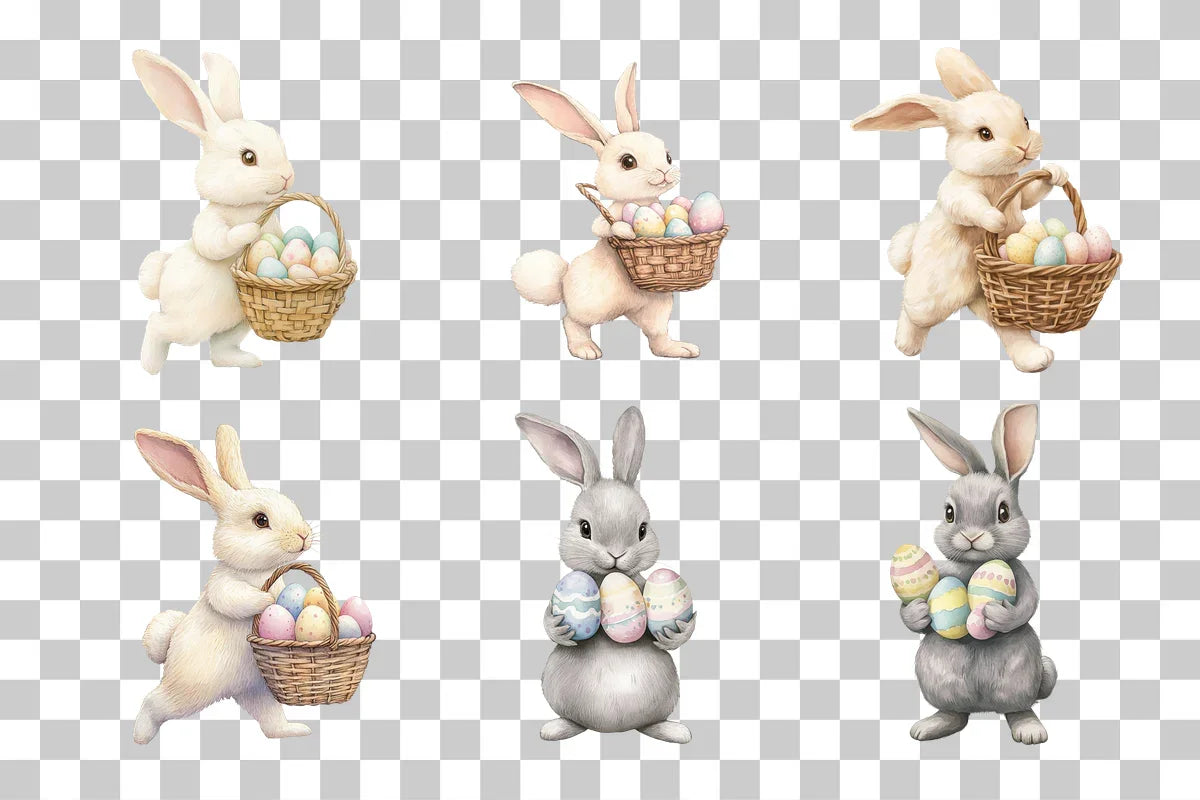 Easter Bunny with Eggs Clipart Bundle - CraftNest - Digital Crafting and Art