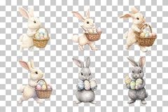 Easter Bunny with Eggs Clipart Bundle - CraftNest - Digital Crafting and Art