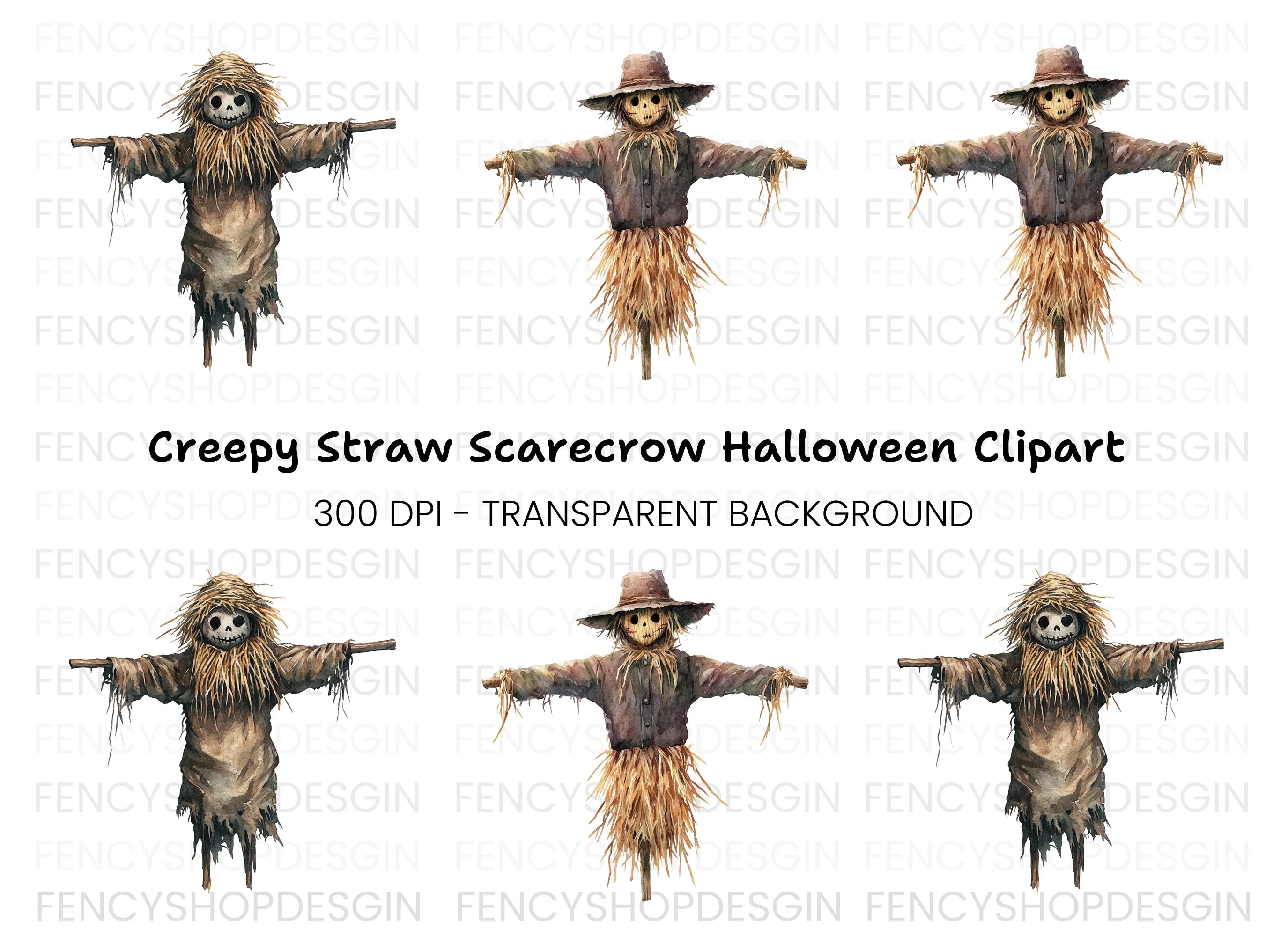 Spooky Scarecrow Halloween Clipart Bundle