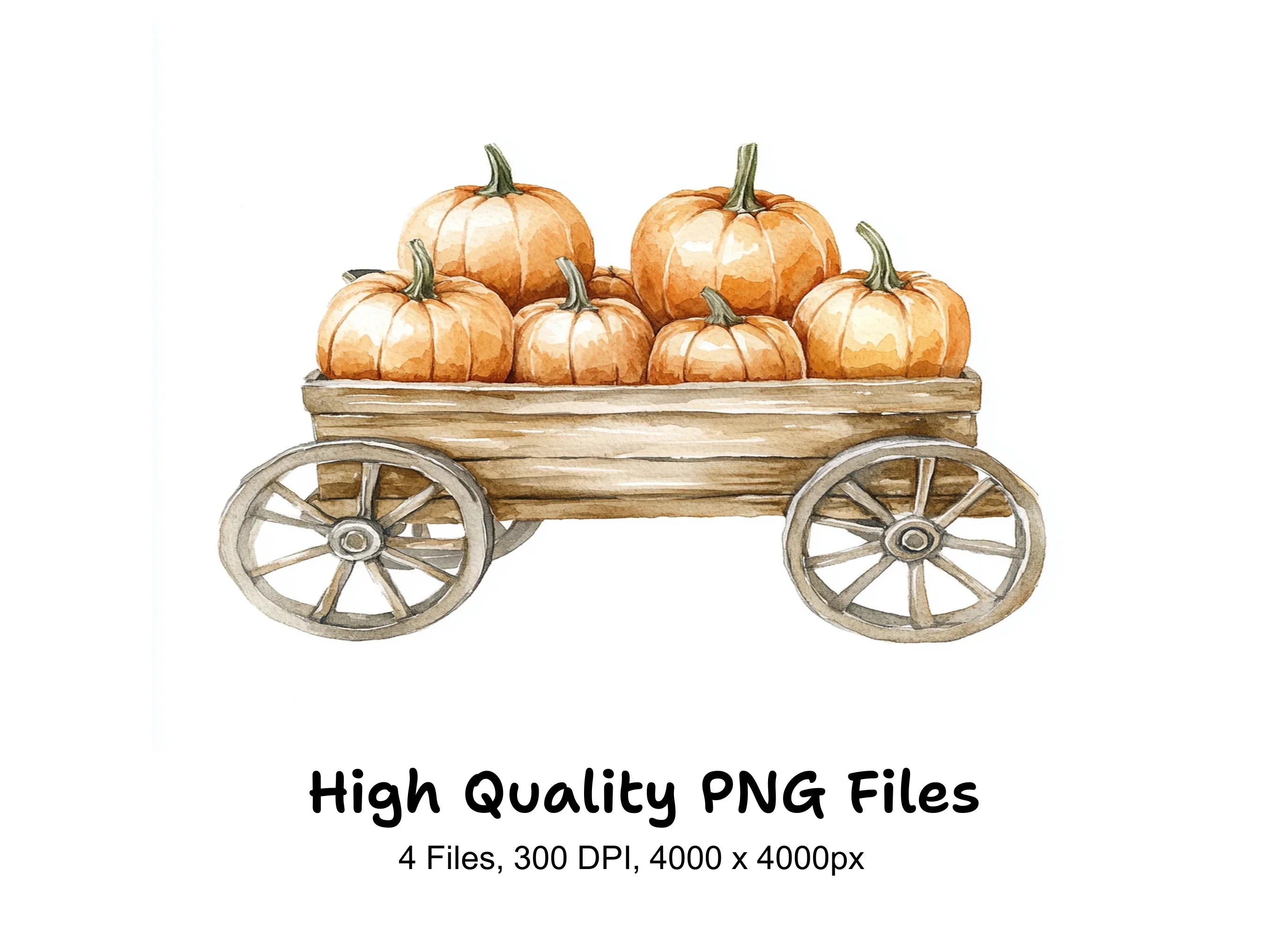 Rustic Pumpkin Wagon Clipart Bundle