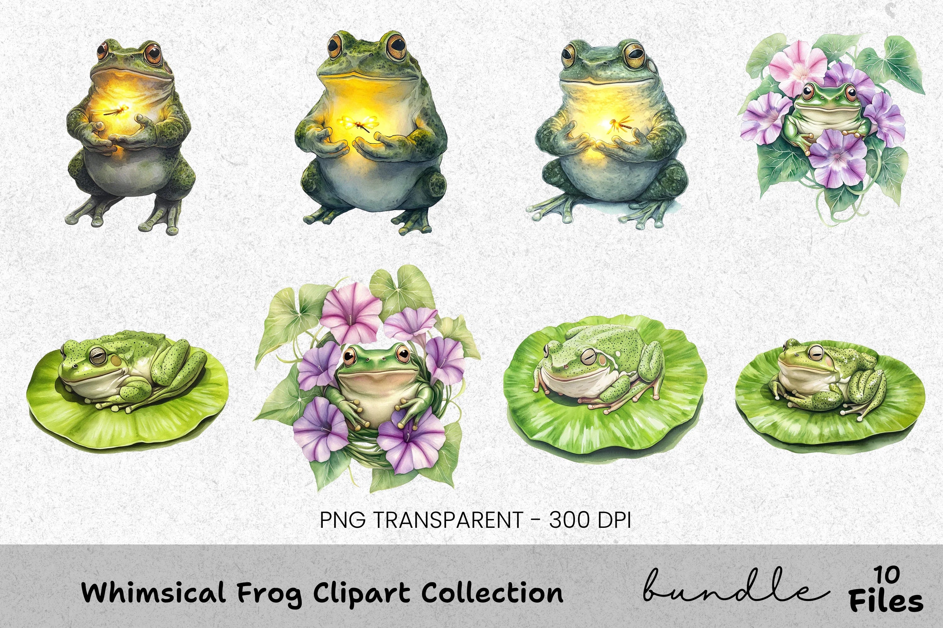 Whimsical Frog Clipart Bundle