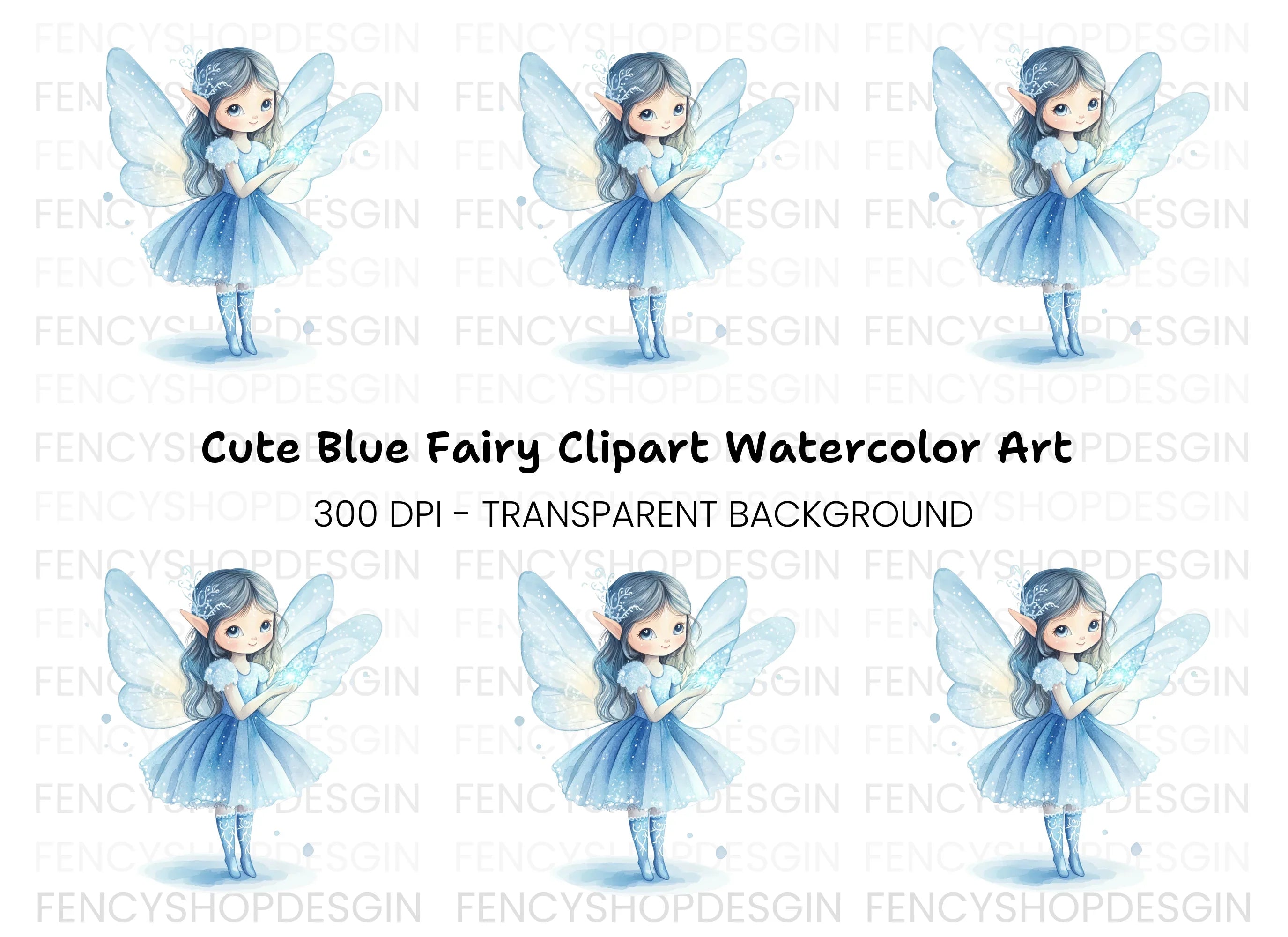 Cute Winter Fairy Magical Glow Clipart Bundle
