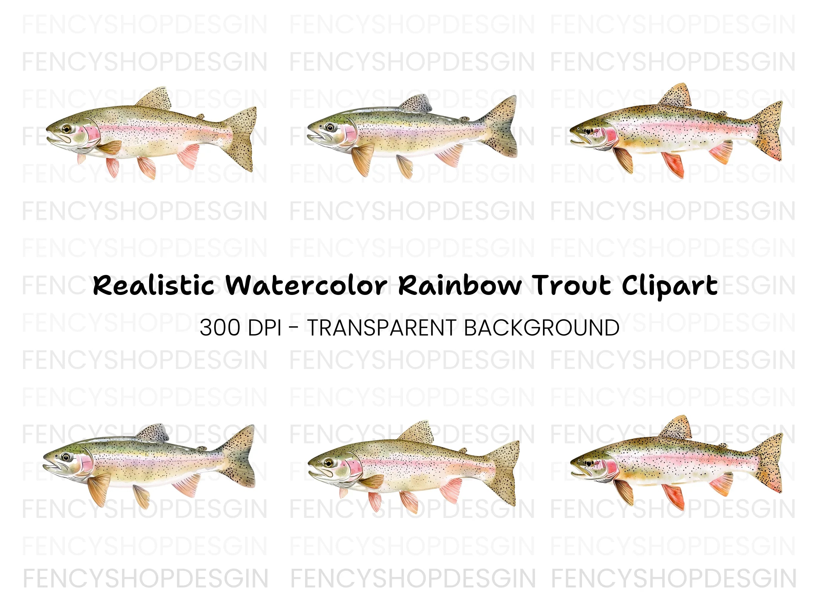 Rainbow Trout Fish Clipart Bundle
