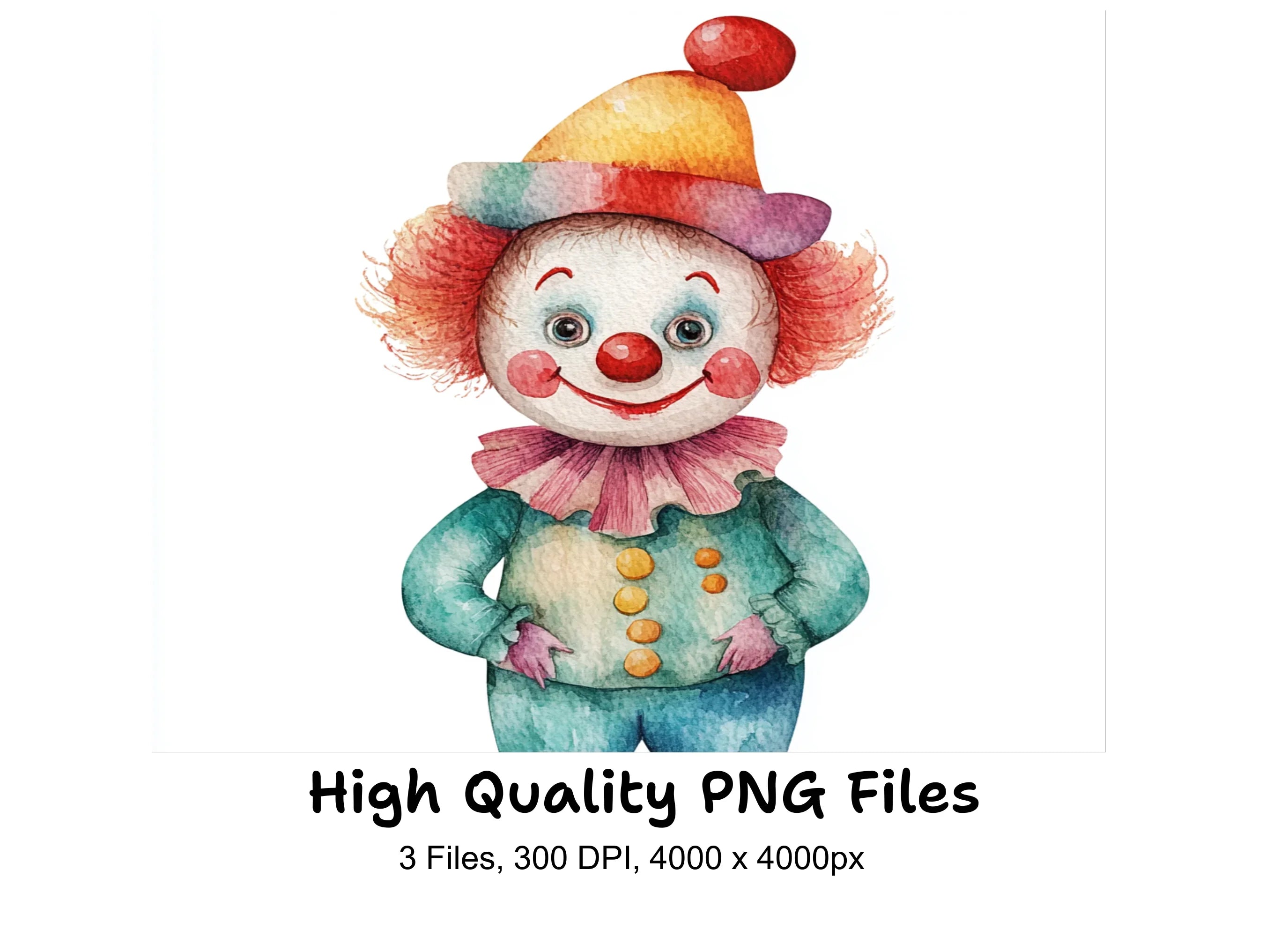 Cute Clown Faces and Body Clipart Bundle