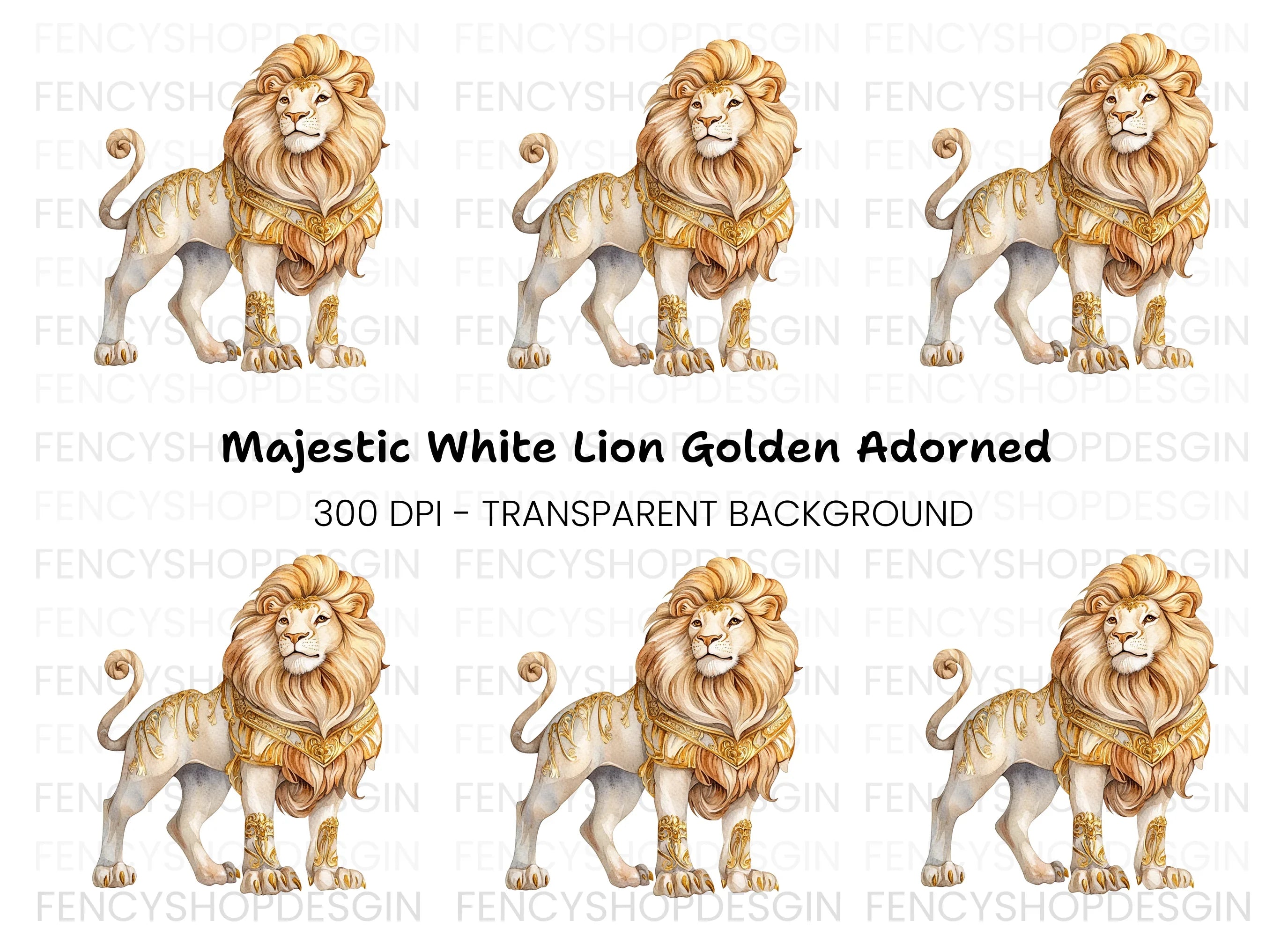 Majestic White Lion Clipart Bundle