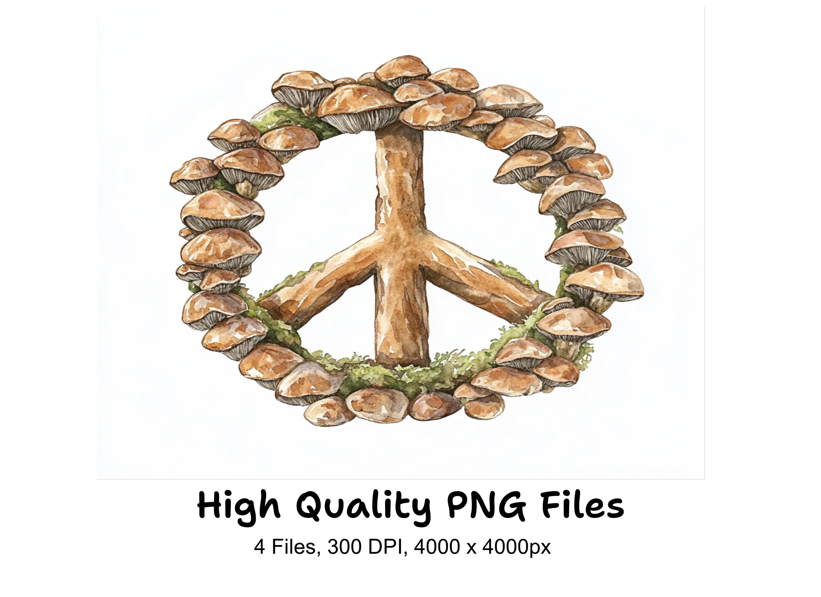 Mushroom Peace Sign Clipart Bundle